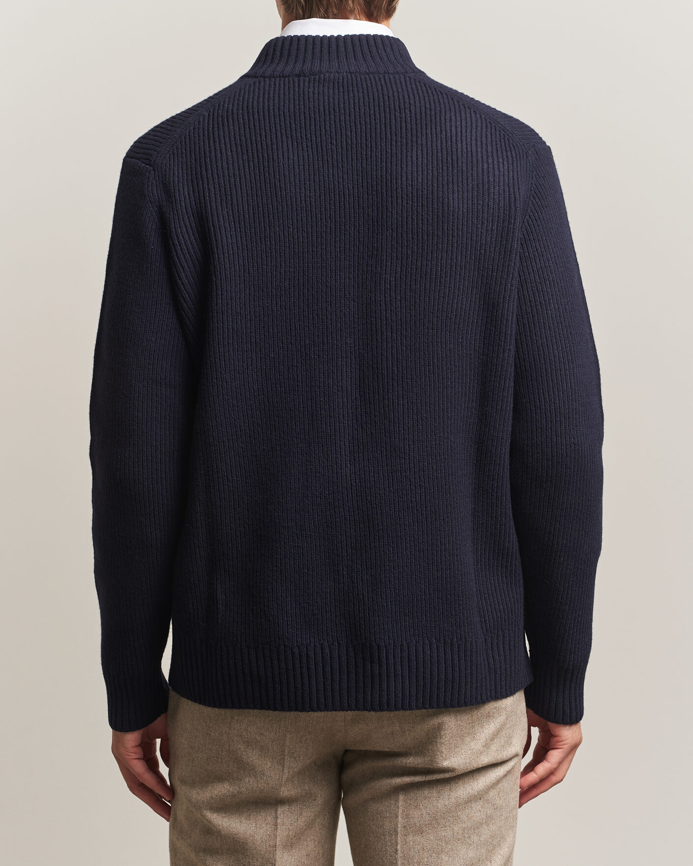 Hombres | Jerséis y prendas de punto | Charles Tyrwhitt | Chunky Merino Zip Neck Navy