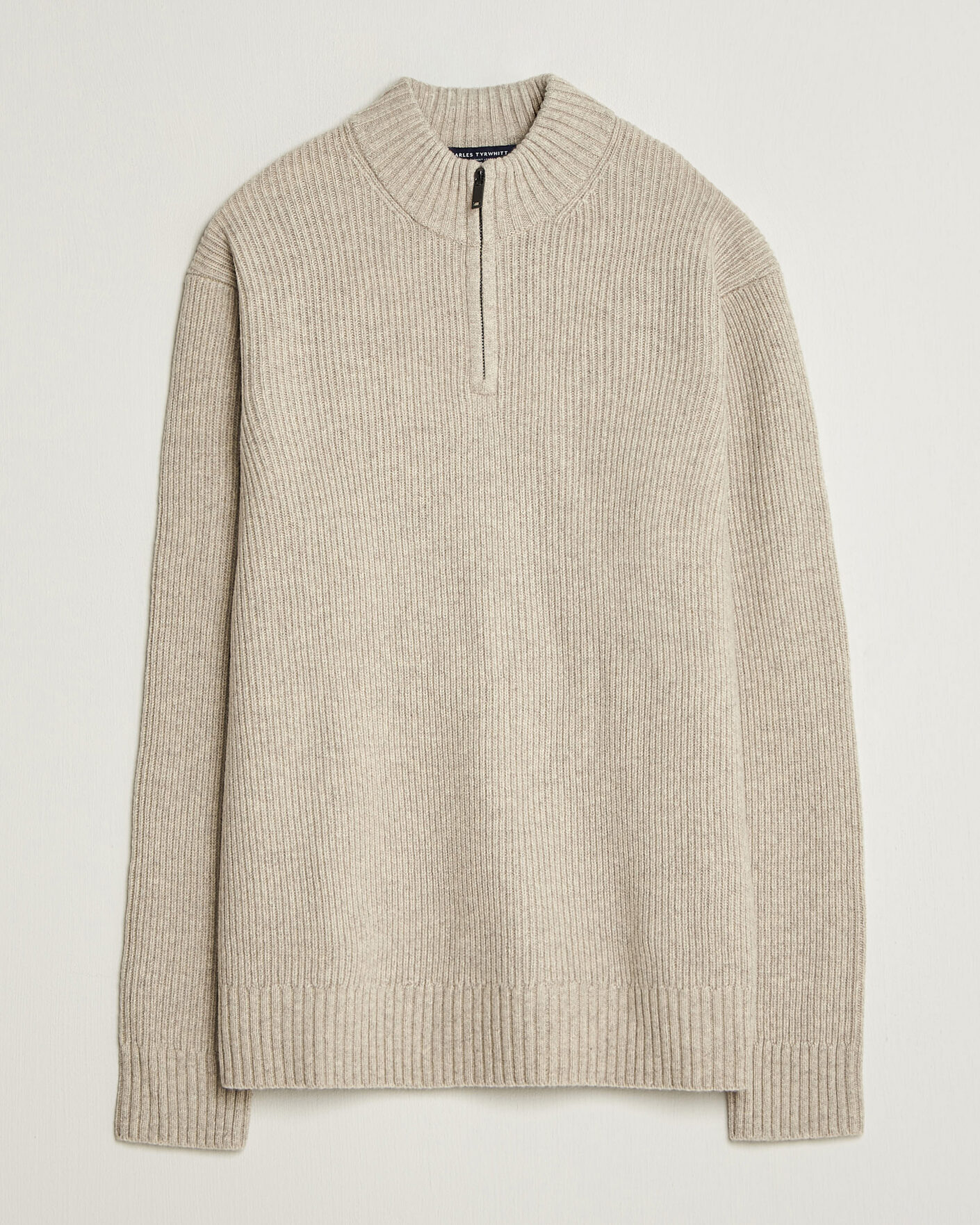 Hombres | Jerséis y prendas de punto | Charles Tyrwhitt | Chunky Merino Zip Neck Oat