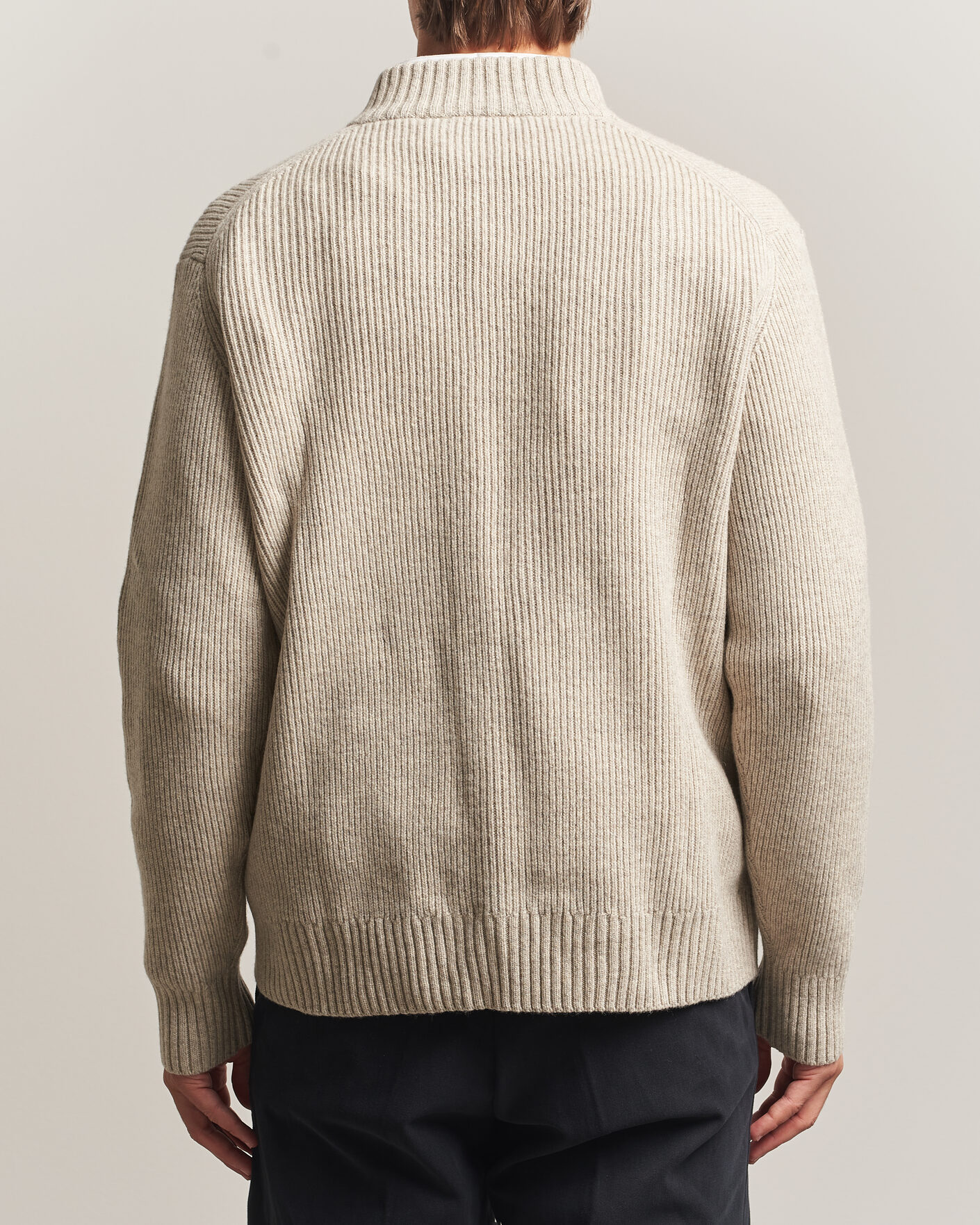 Hombres | Jerséis y prendas de punto | Charles Tyrwhitt | Chunky Merino Zip Neck Oat