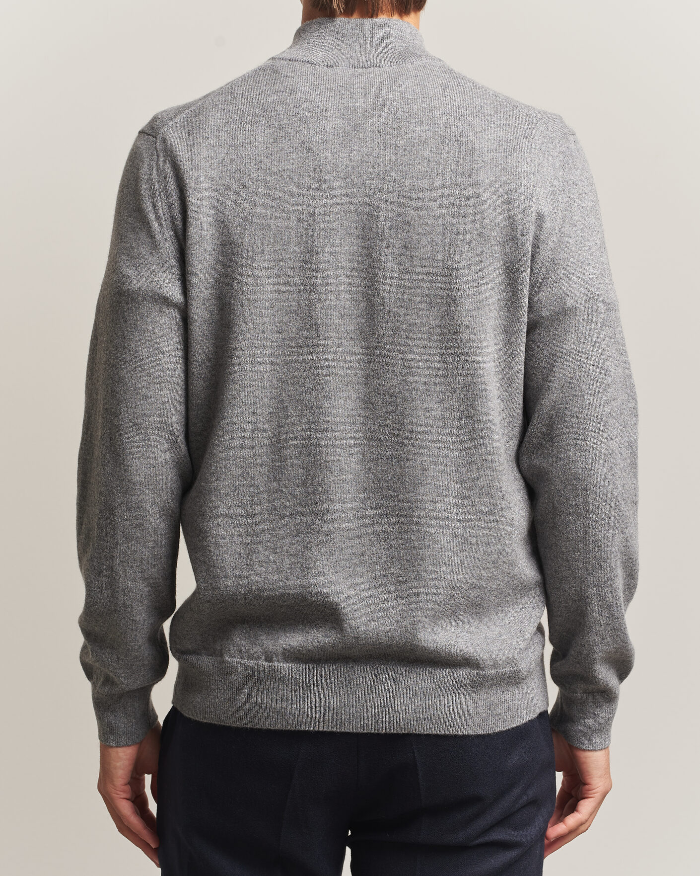 Hombres | Jerséis y prendas de punto | Charles Tyrwhitt | Pure Cashmere Zip Neck Jumper Grey