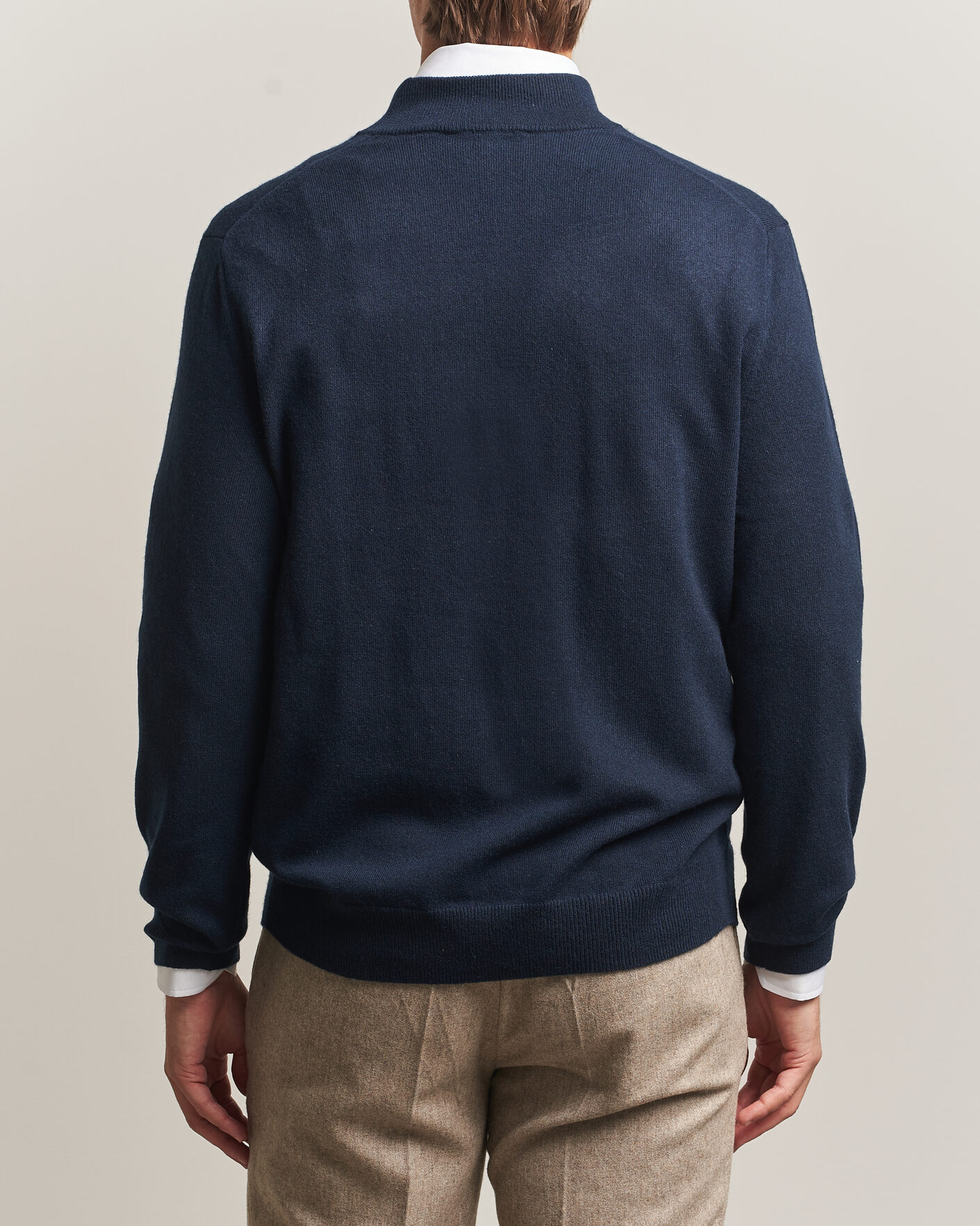Hombres | Jerséis y prendas de punto | Charles Tyrwhitt | Pure Cashmere Zip Neck Jumper Navy