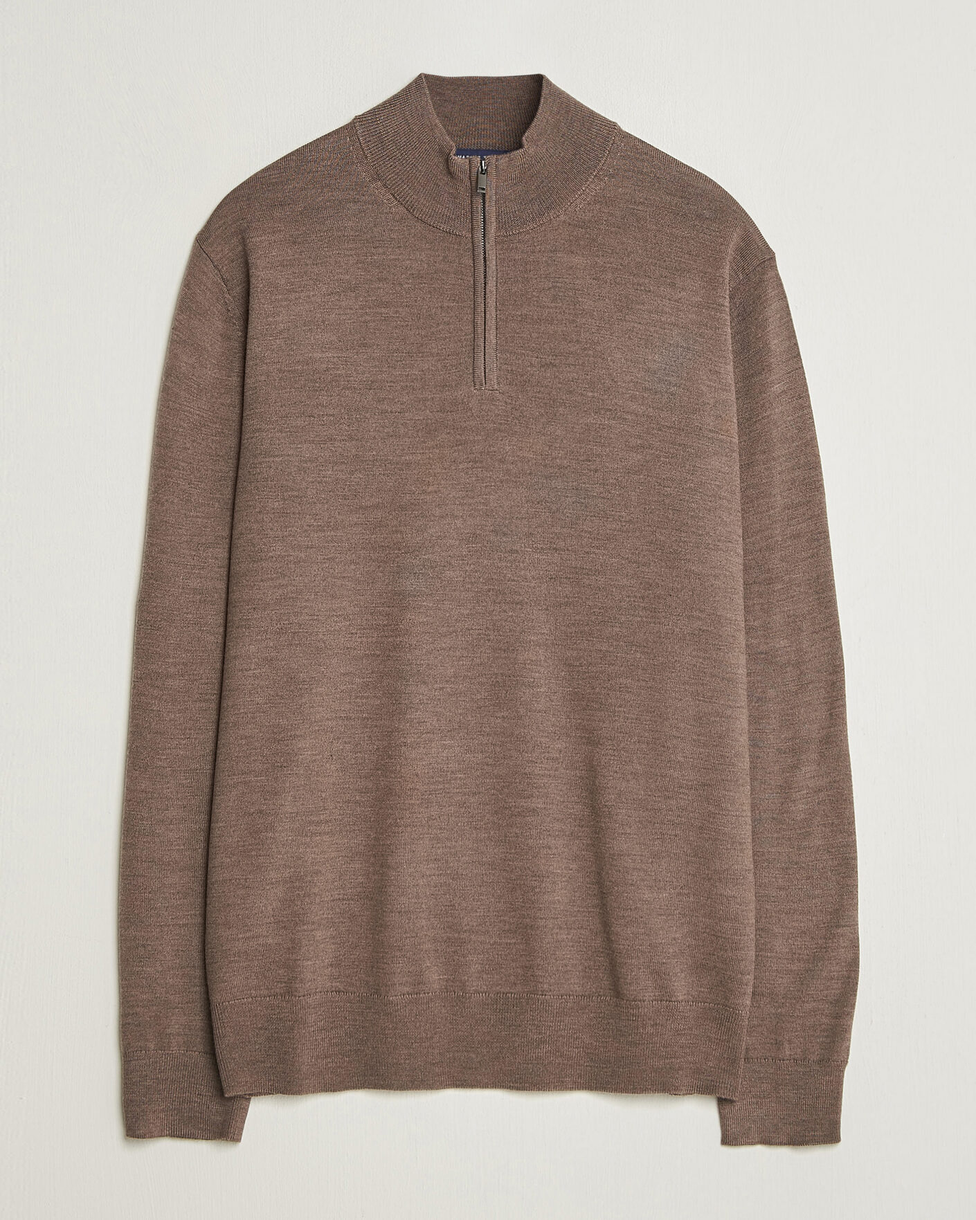 Hombres | Jerséis y prendas de punto | Charles Tyrwhitt | Pure Merino Zip Neck Jumper Mocha