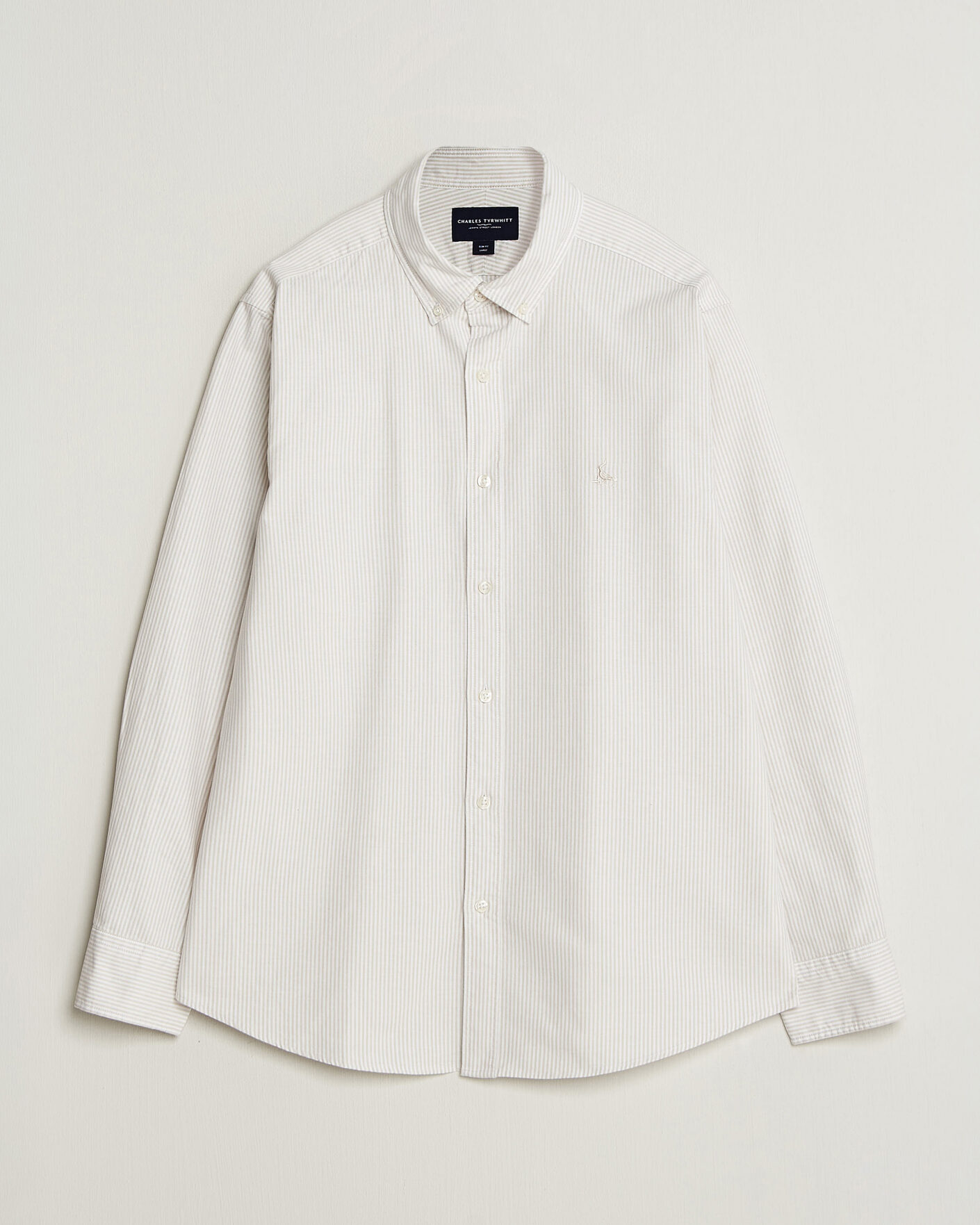 Hombres | Camisas | Charles Tyrwhitt | Button Down Stretch Oxford Shirt Stone
