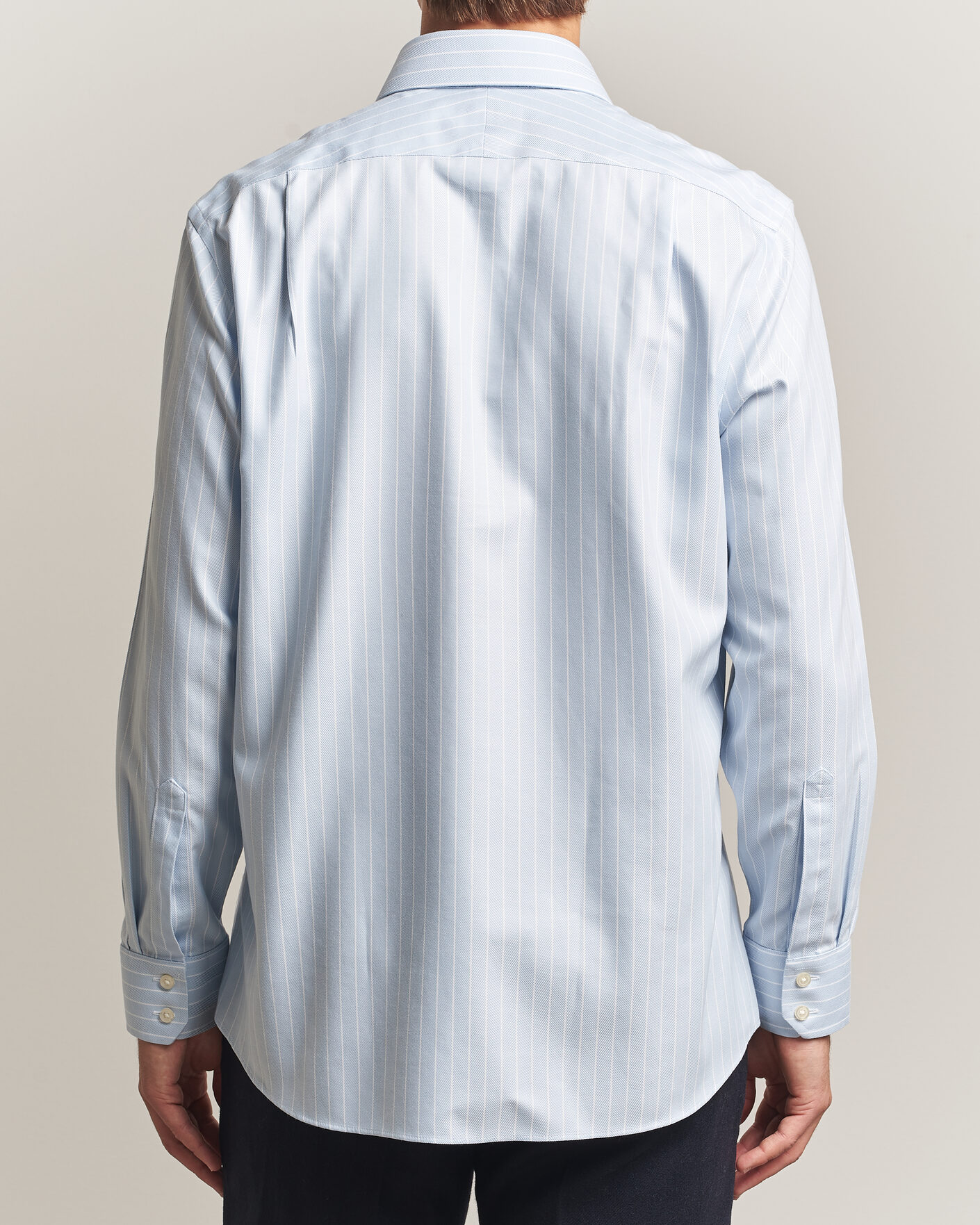 Hombres | Camisas | Charles Tyrwhitt | Slim Fit Non Iron Herringbone Stripe Shirt Light Blue