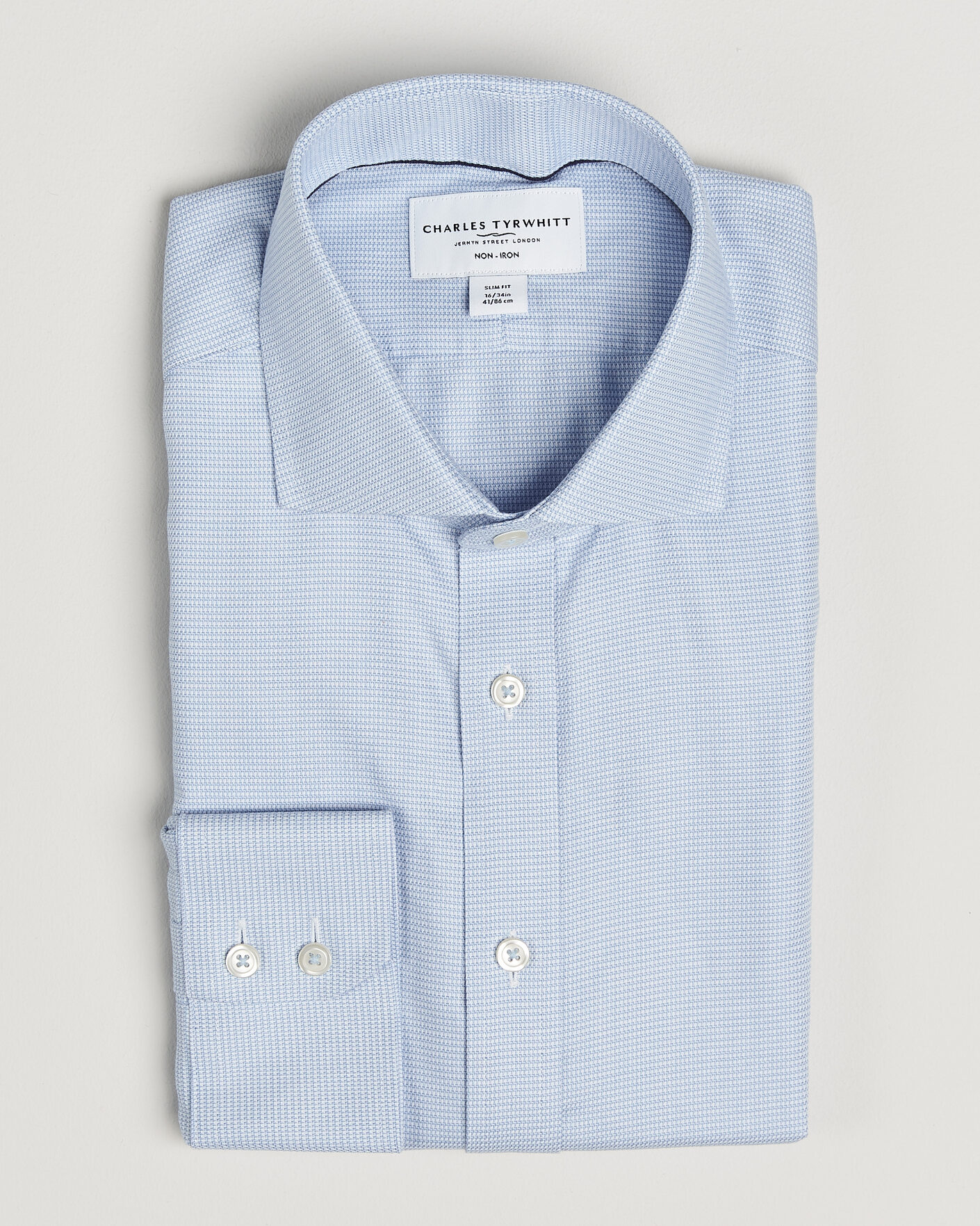Hombres | Camisas | Charles Tyrwhitt | Slim Fit Non Iron Trafalgar Weave Shirt Sky Blue