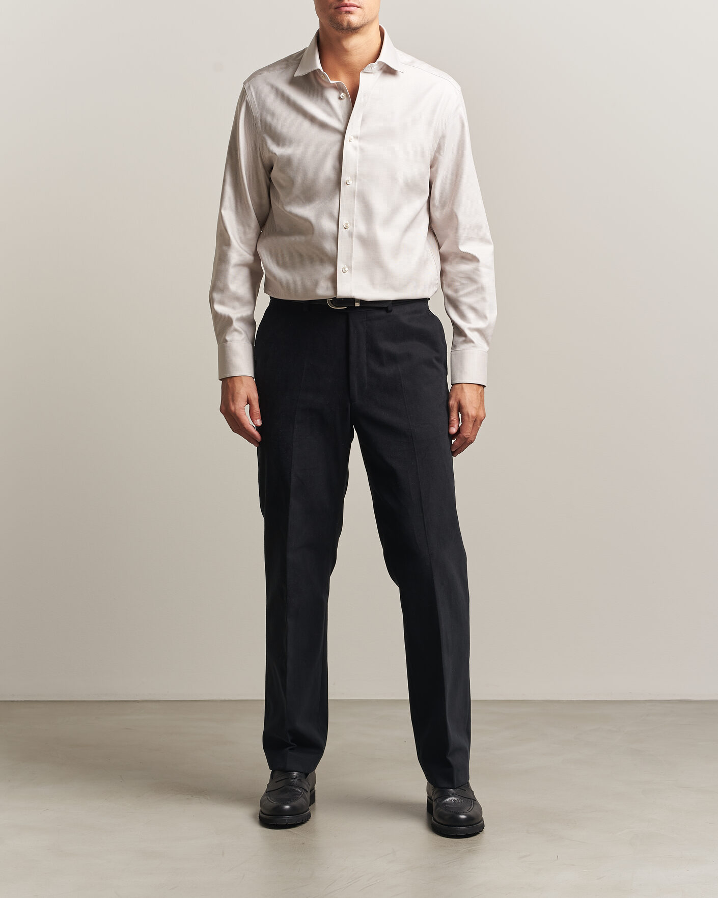 Hombres | Camisas | Charles Tyrwhitt | Slim Fit Non Iron Trafalgar Weave Shirt Stone