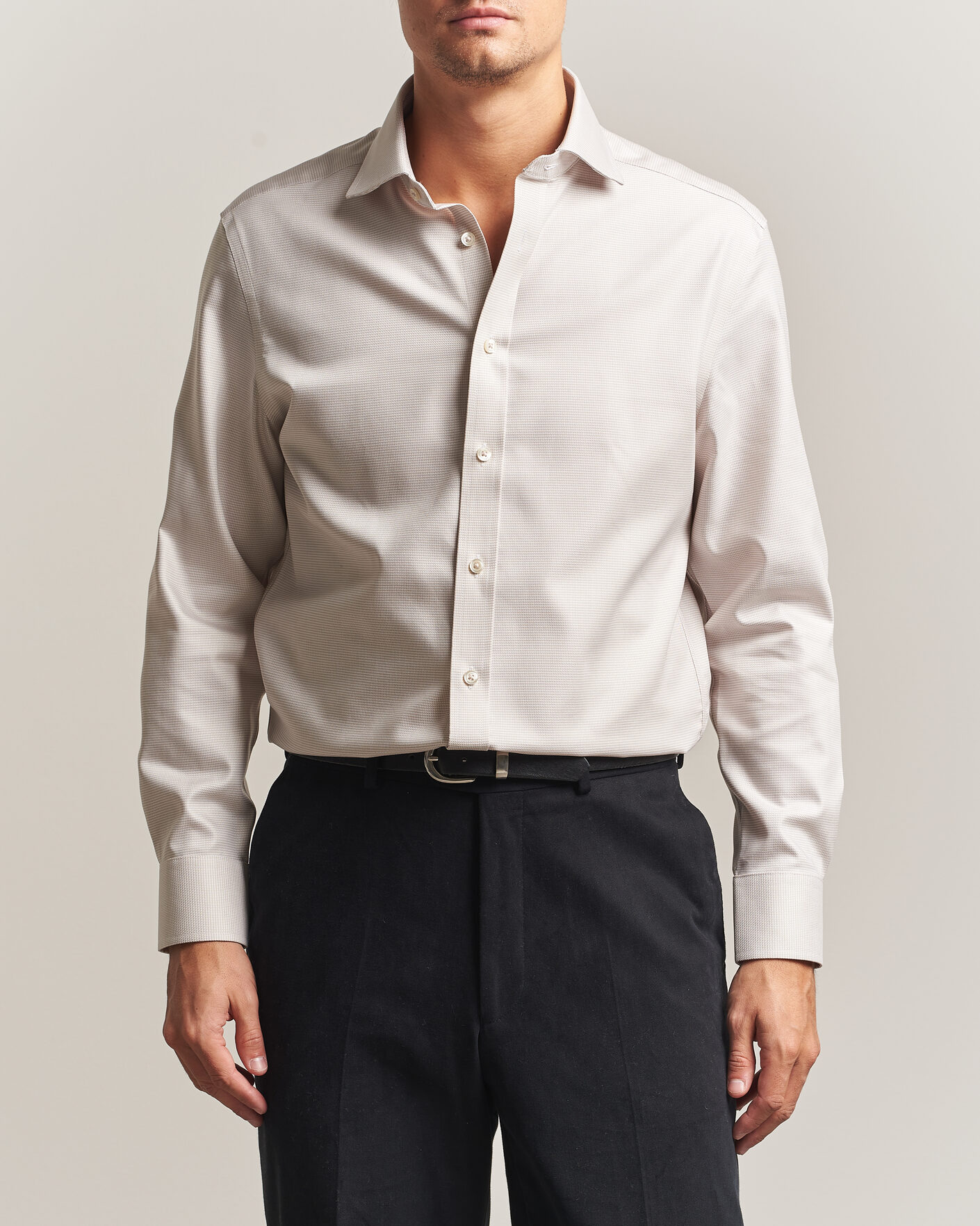 Hombres | Camisas | Charles Tyrwhitt | Slim Fit Non Iron Trafalgar Weave Shirt Stone