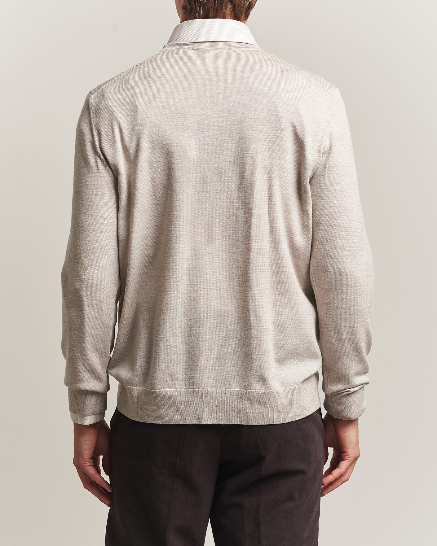 Hombres | Jerséis y prendas de punto | Charles Tyrwhitt | Pure Merino Crew Neck Jumper Limestone