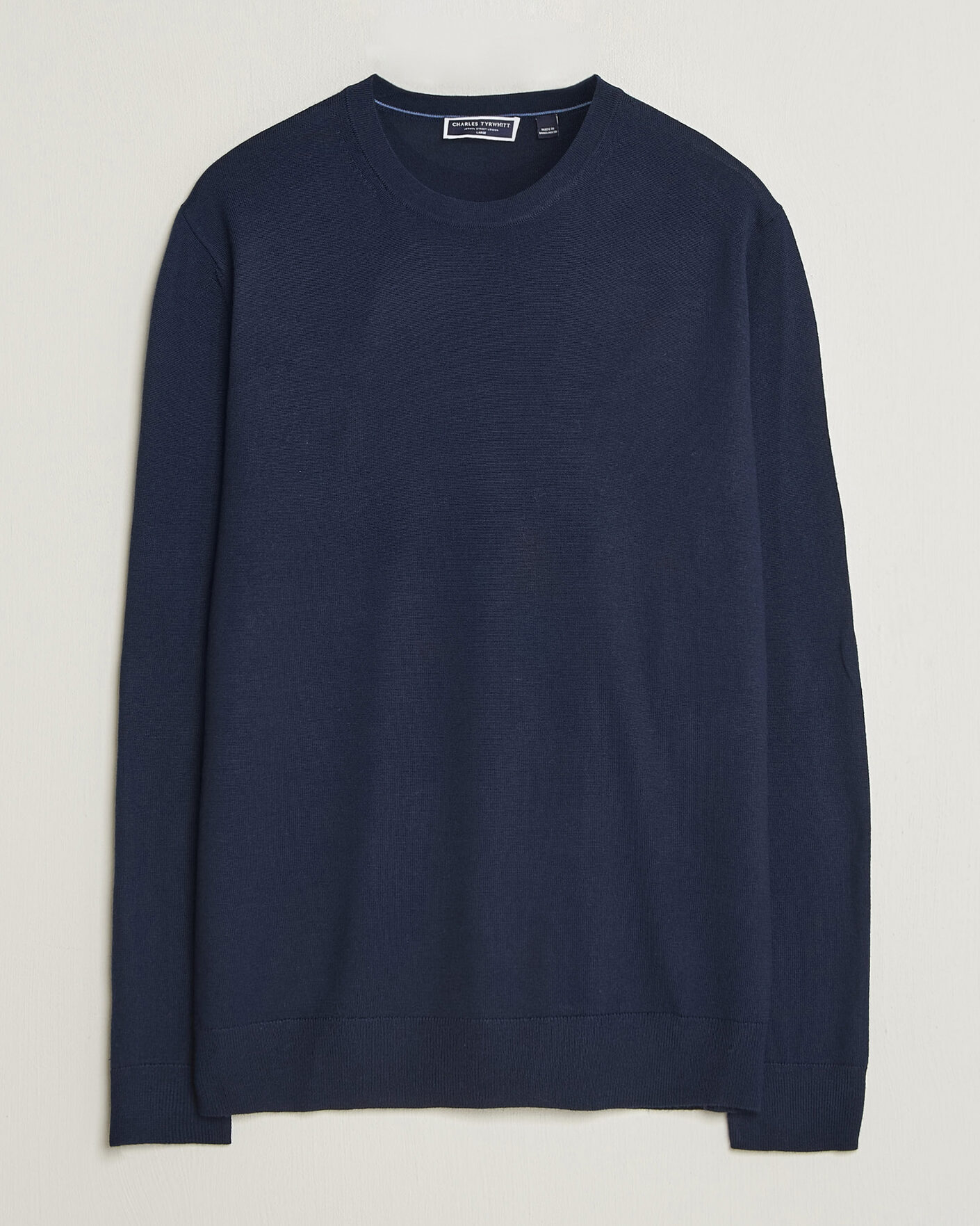 Hombres | Jerséis y prendas de punto | Charles Tyrwhitt | Pure Merino Crew Neck Jumper Navy