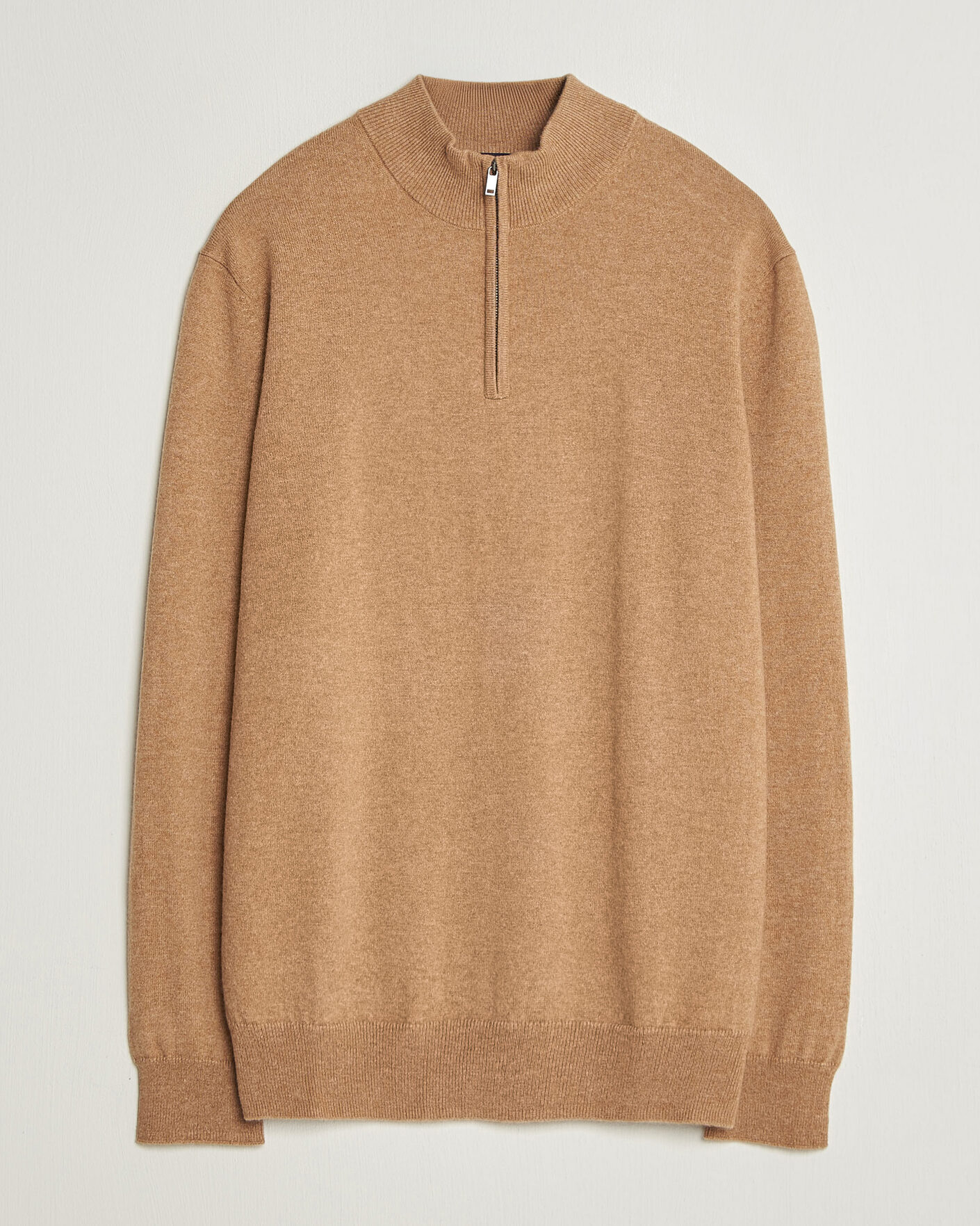 Hombres | Jerséis y prendas de punto | Charles Tyrwhitt | Pure Cashmere Zip Neck Jumper Tan