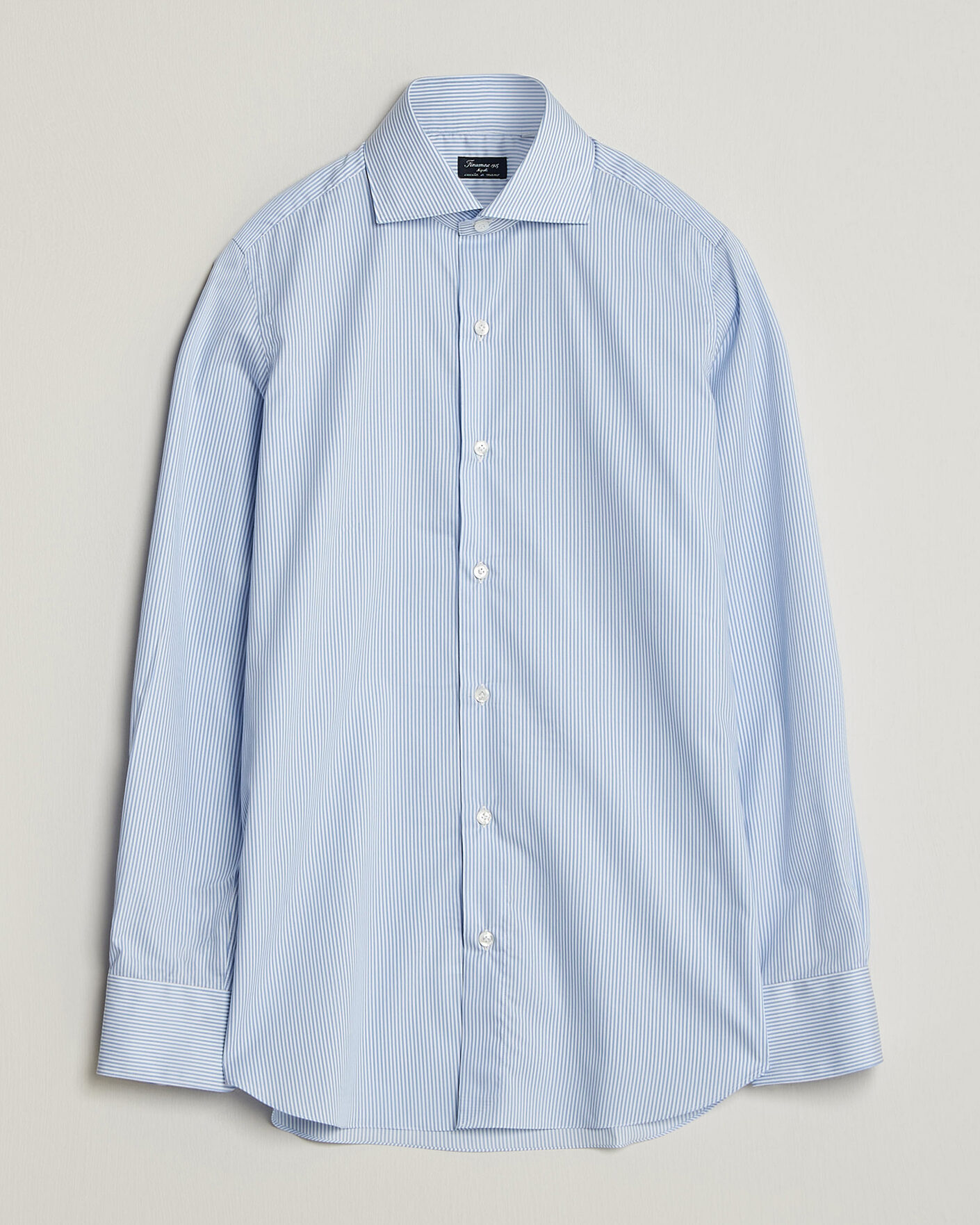 Hombres | Camisas | Finamore Napoli | Milano Slim Traveller Cotton Shirt Blue Stripe