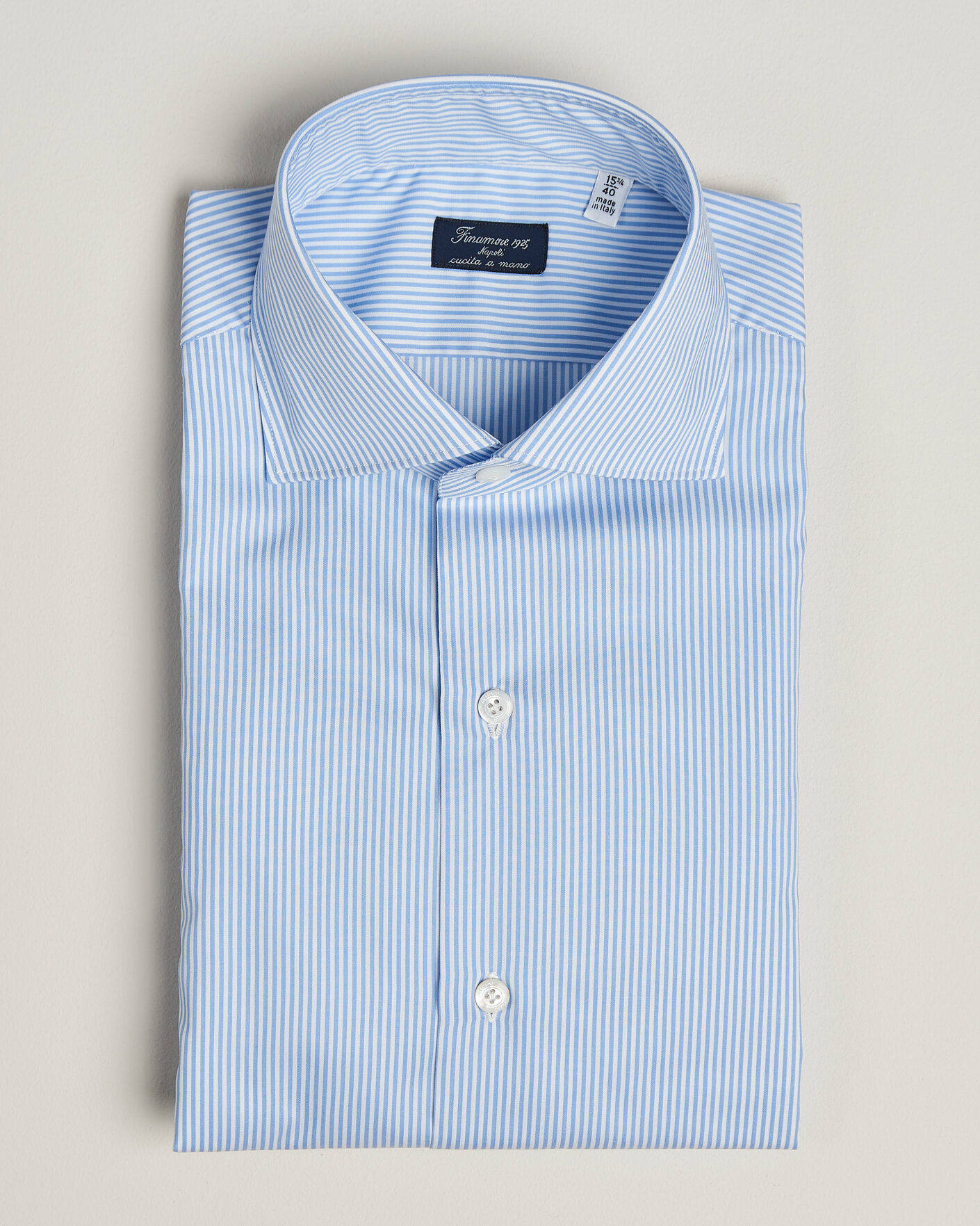 Hombres | Camisas | Finamore Napoli | Milano Slim Traveller Cotton Shirt Blue Stripe