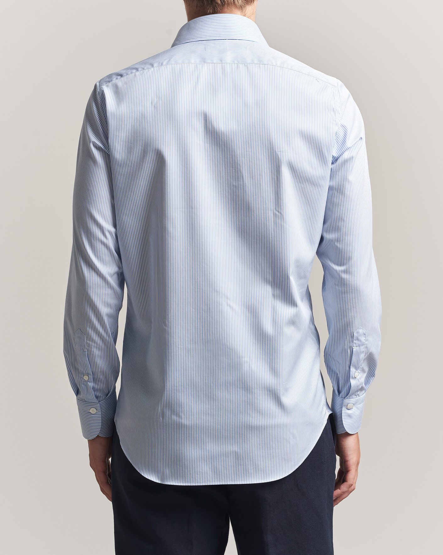 Hombres | Camisas | Finamore Napoli | Milano Slim Traveller Cotton Shirt Blue Stripe