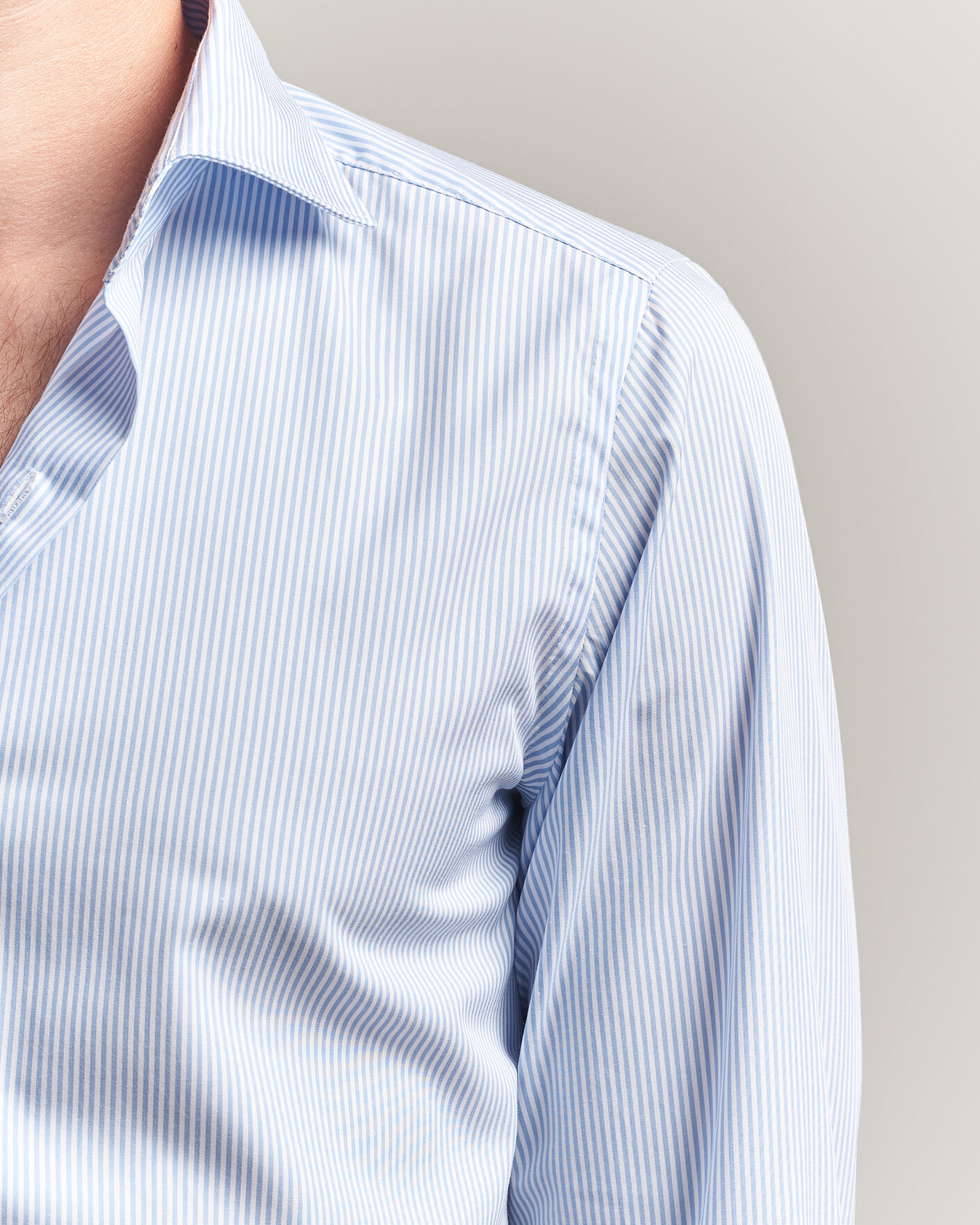Hombres | Camisas | Finamore Napoli | Milano Slim Traveller Cotton Shirt Blue Stripe