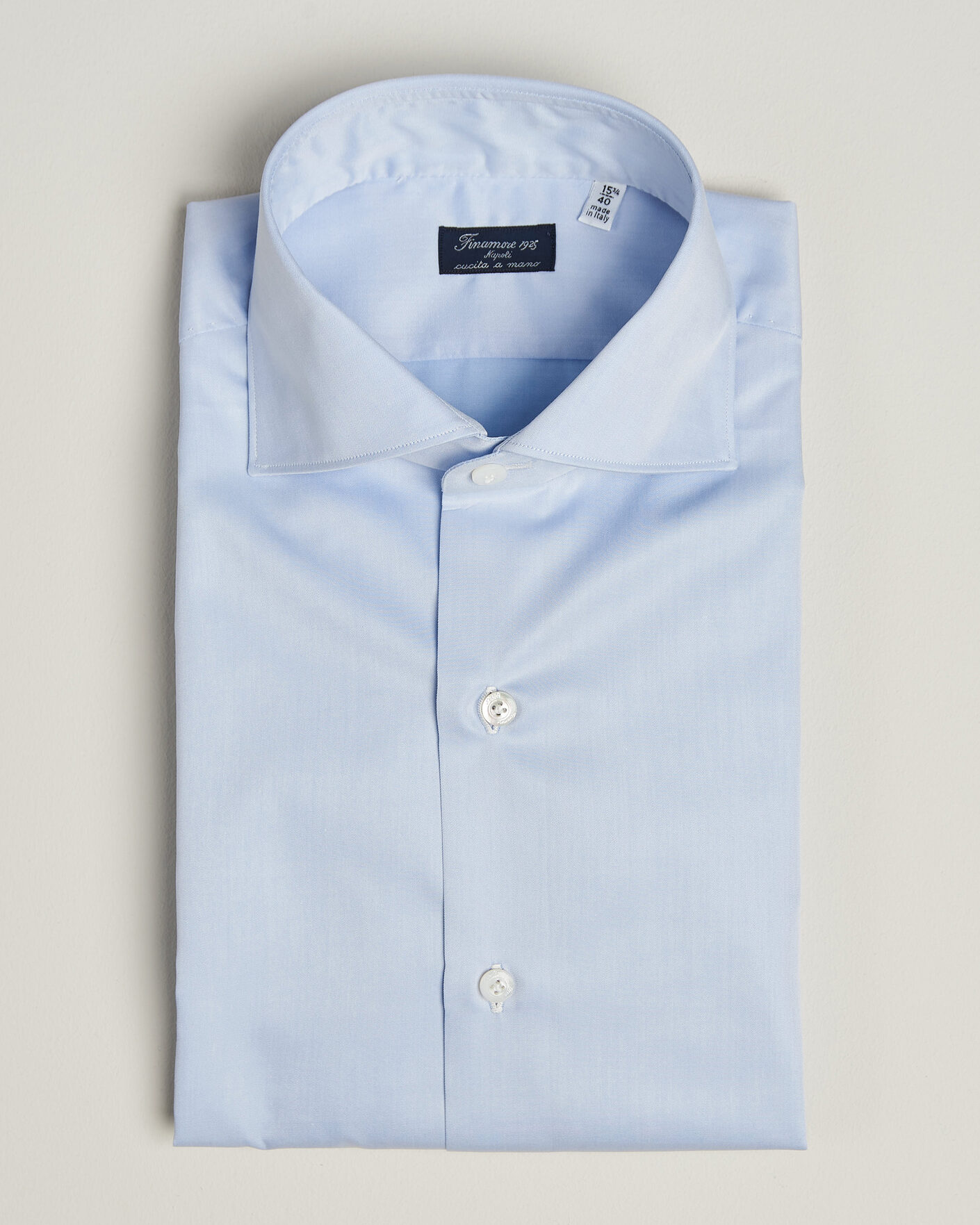 Hombres | Camisas | Finamore Napoli | Milano Slim Traveller Cotton Shirt Light Blue