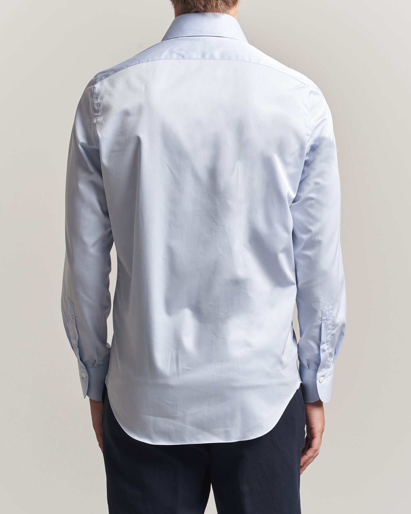 Hombres | Camisas | Finamore Napoli | Milano Slim Traveller Cotton Shirt Light Blue