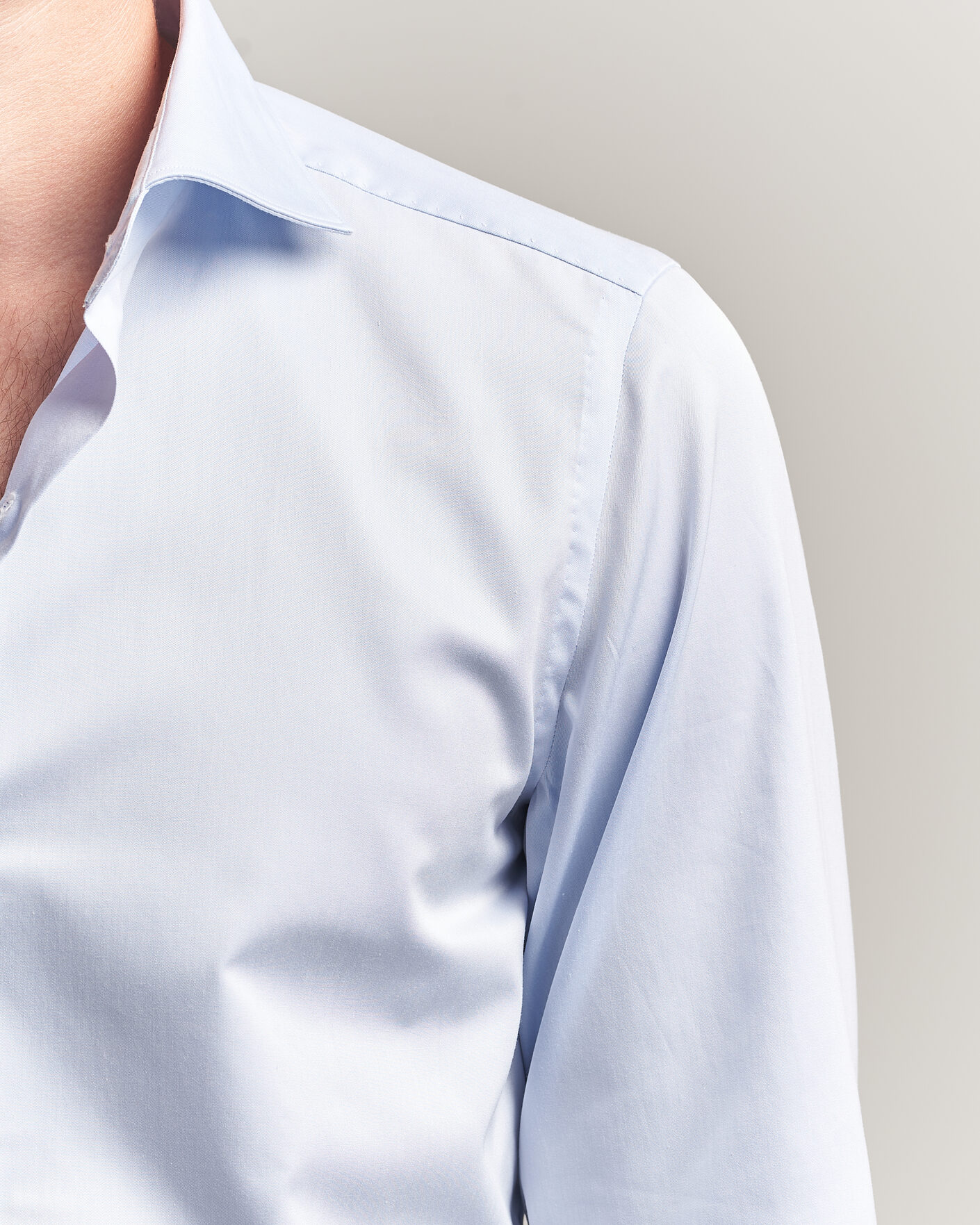 Hombres | Camisas | Finamore Napoli | Milano Slim Traveller Cotton Shirt Light Blue