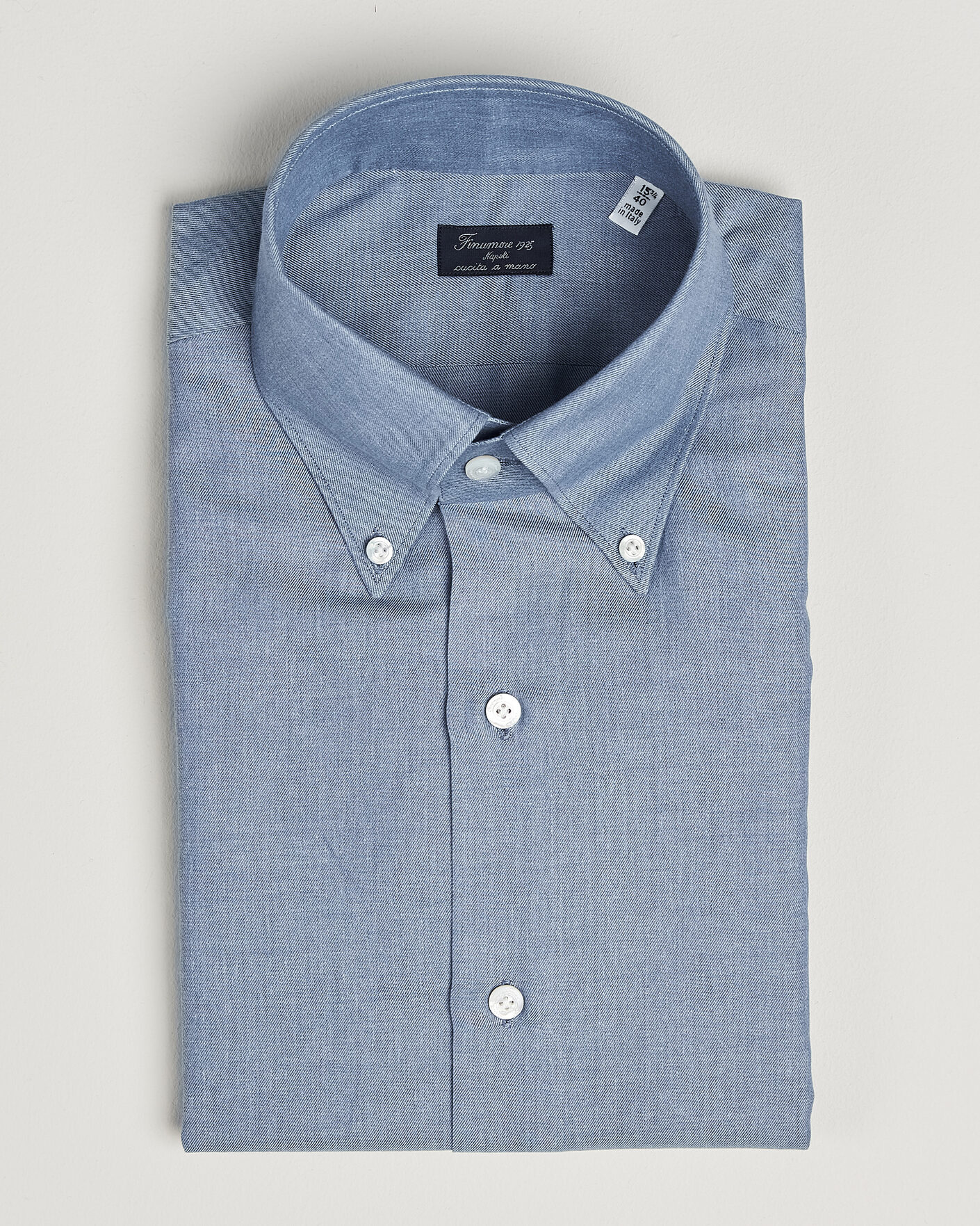 Hombres | Camisas | Finamore Napoli | Milano Slim Cashmere BD Shirt Light Blue