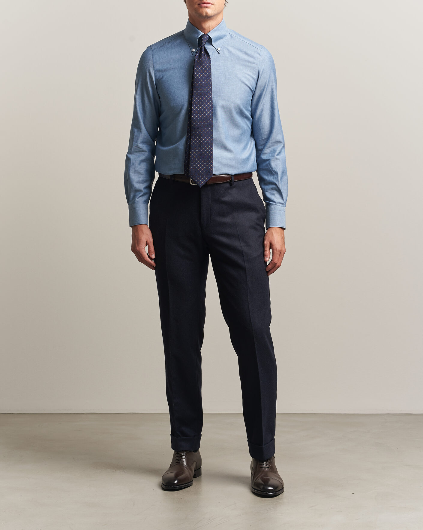 Hombres | Camisas | Finamore Napoli | Milano Slim Cashmere BD Shirt Light Blue