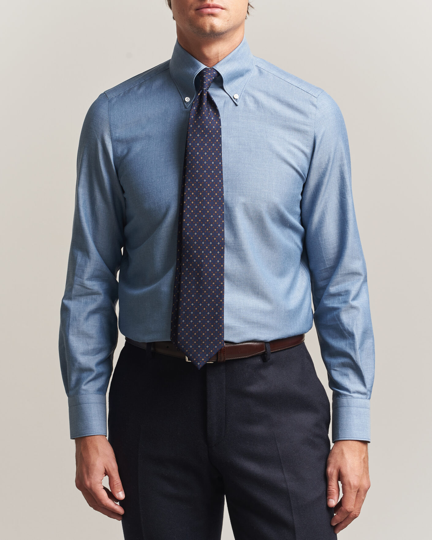 Hombres | Camisas | Finamore Napoli | Milano Slim Cashmere BD Shirt Light Blue