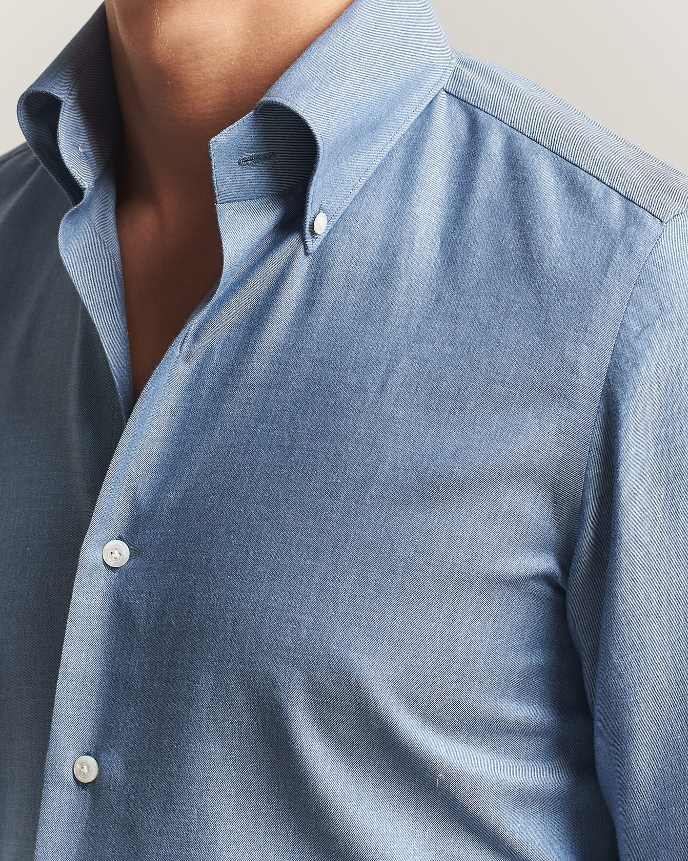 Hombres | Camisas | Finamore Napoli | Milano Slim Cashmere BD Shirt Light Blue