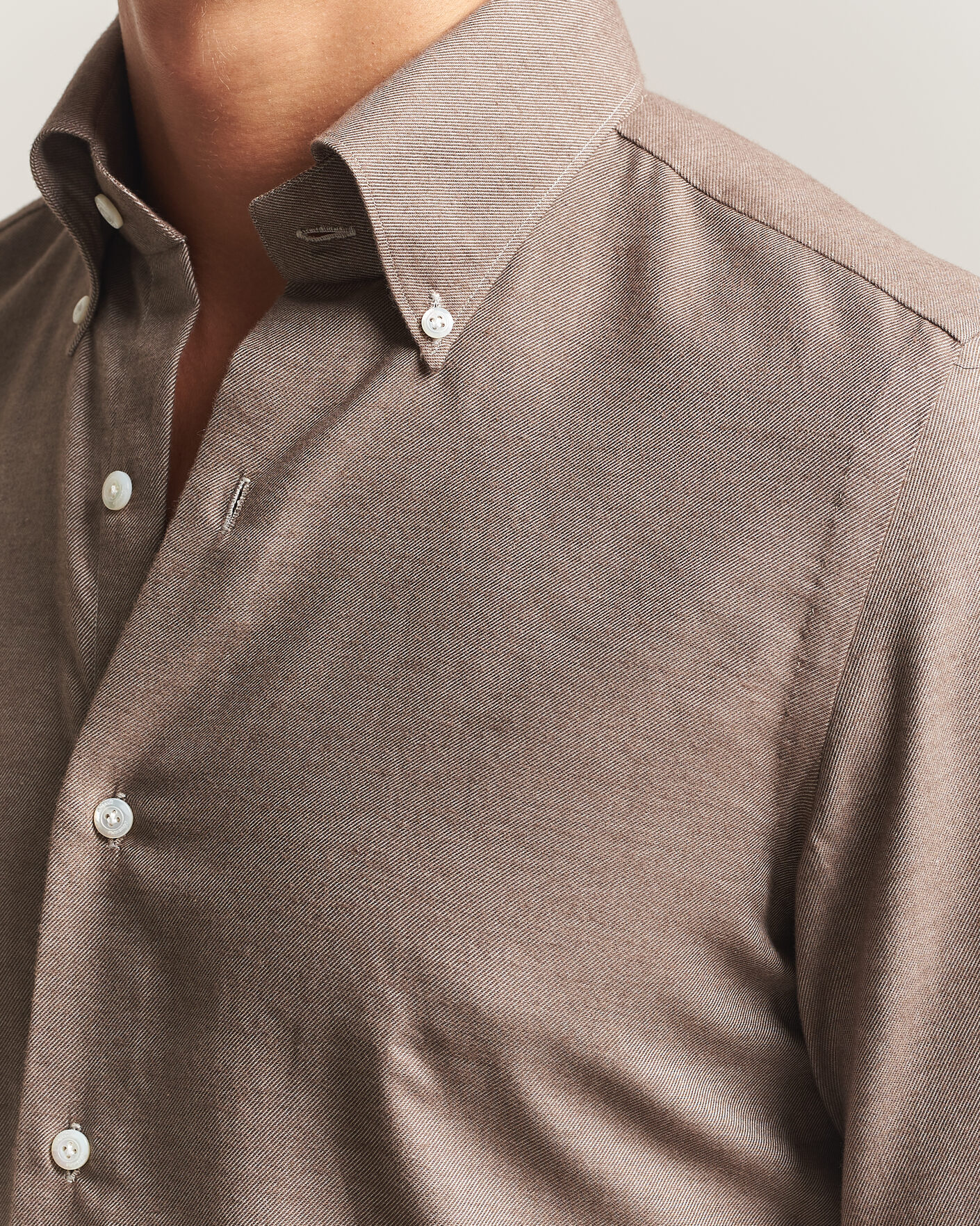 Hombres | Camisas | Finamore Napoli | Milano Slim Cashmere BD Shirt Brown