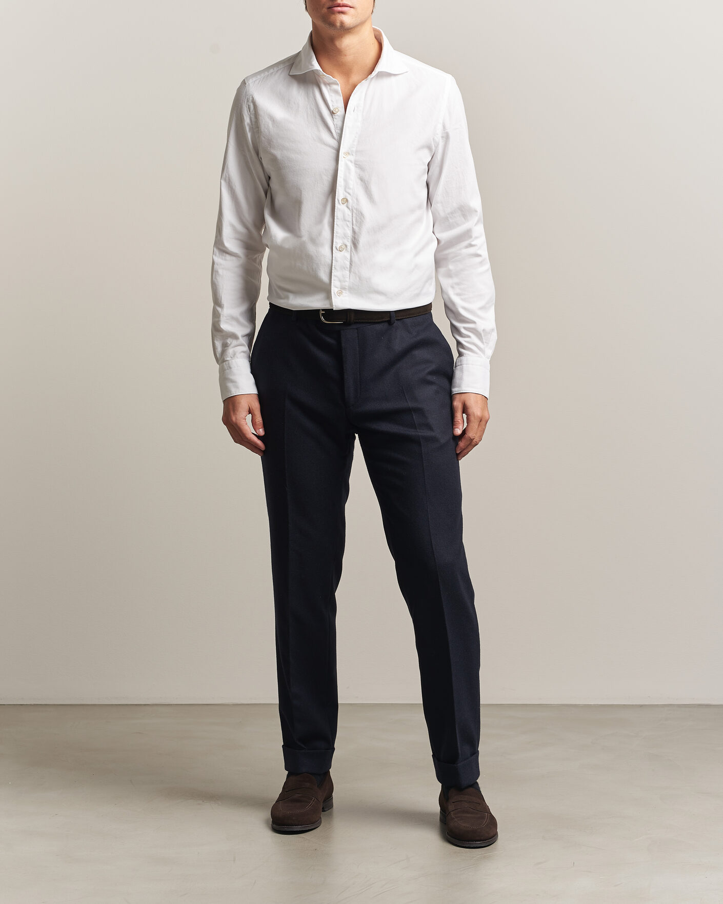 Hombres | Camisas | Finamore Napoli | Gaeta Flannel Sport Shirt White