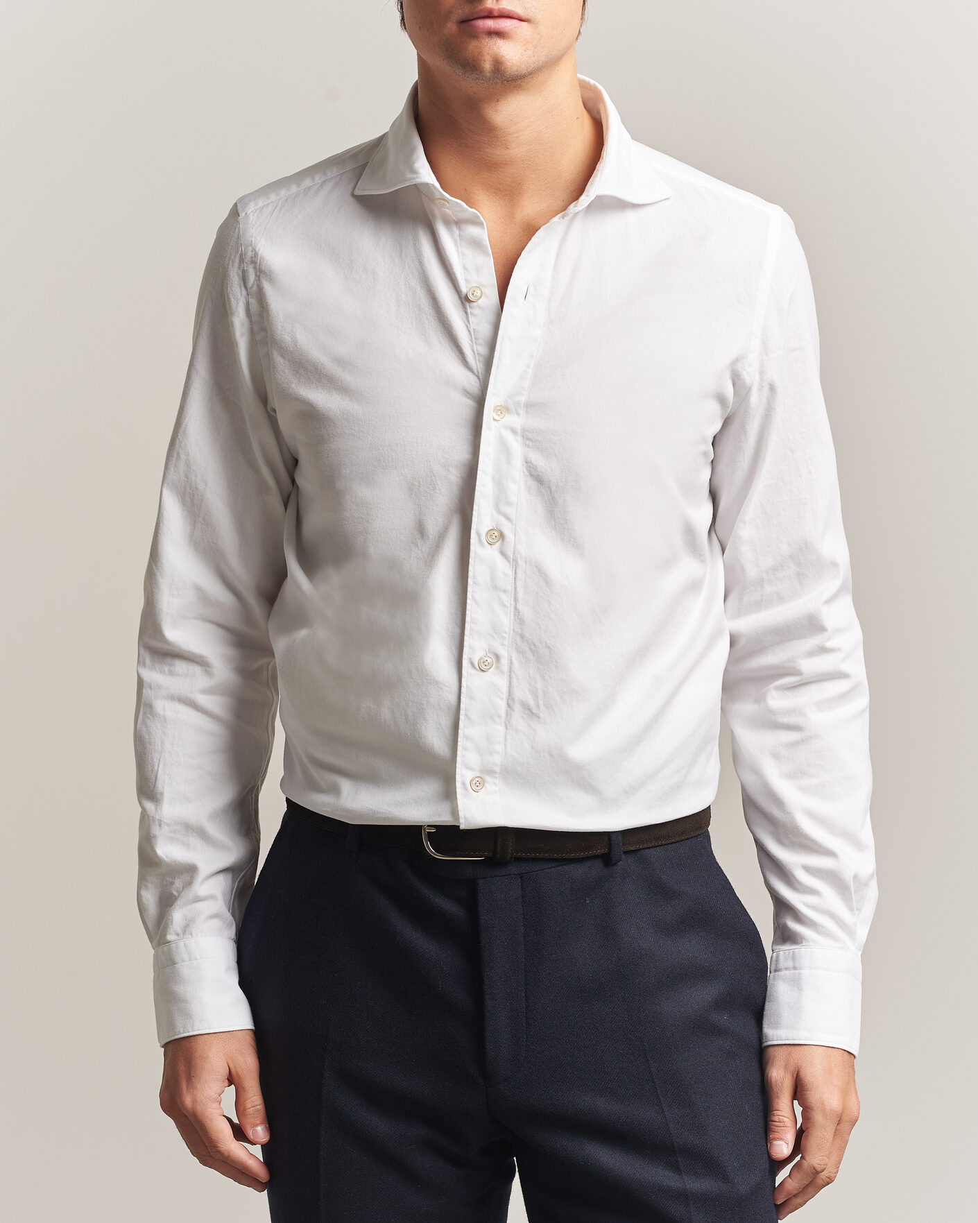 Hombres | Camisas | Finamore Napoli | Gaeta Flannel Sport Shirt White