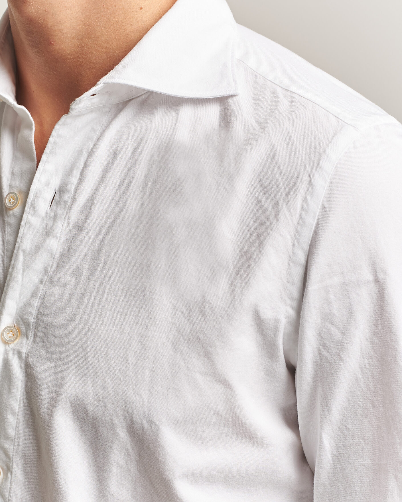 Hombres | Camisas | Finamore Napoli | Gaeta Flannel Sport Shirt White