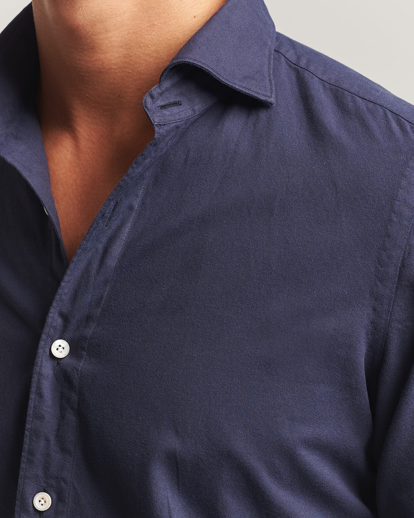 Hombres | Camisas | Finamore Napoli | Gaeta Flannel Sport Shirt Navy