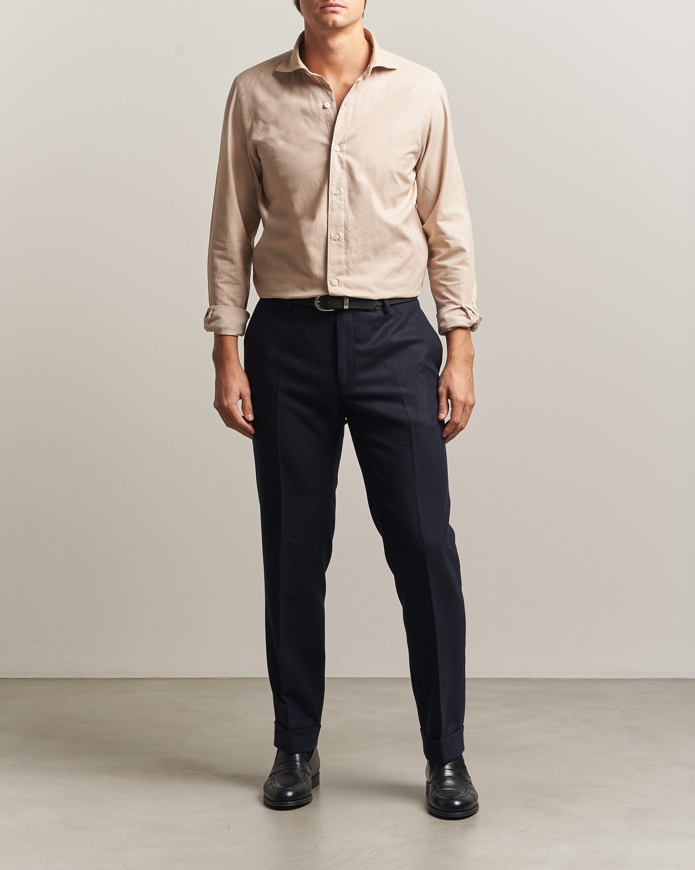 Hombres | Camisas | Finamore Napoli | Gaeta Flannel Sport Shirt Beige