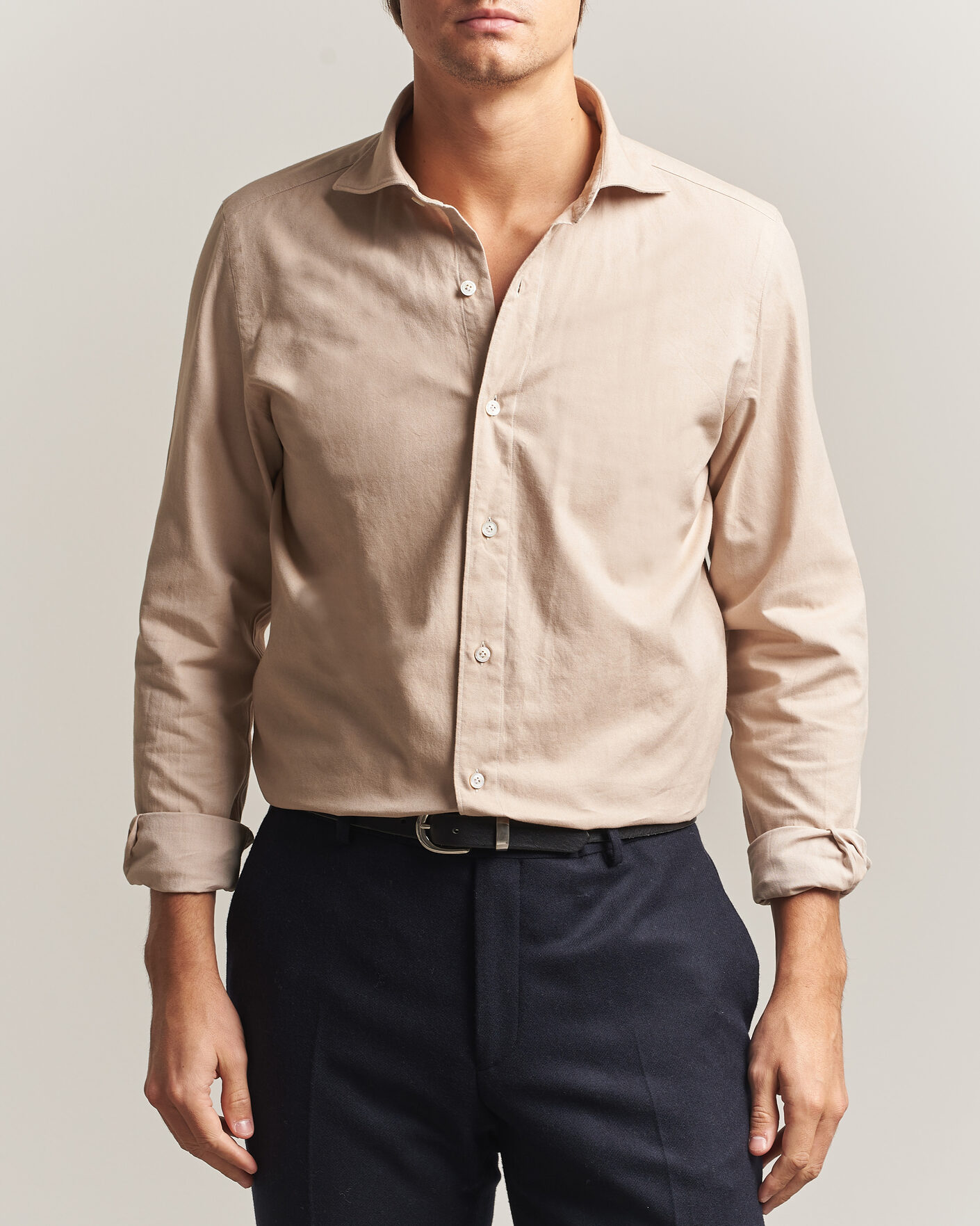 Hombres | Camisas | Finamore Napoli | Gaeta Flannel Sport Shirt Beige
