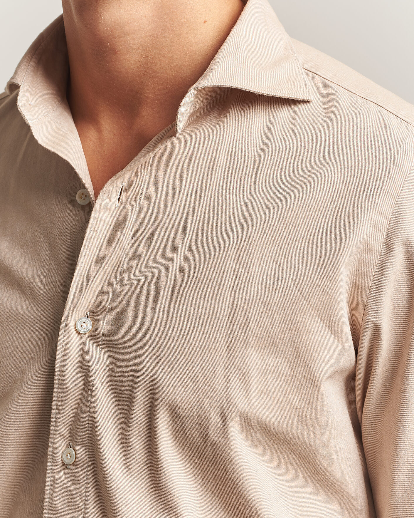 Hombres | Camisas | Finamore Napoli | Gaeta Flannel Sport Shirt Beige