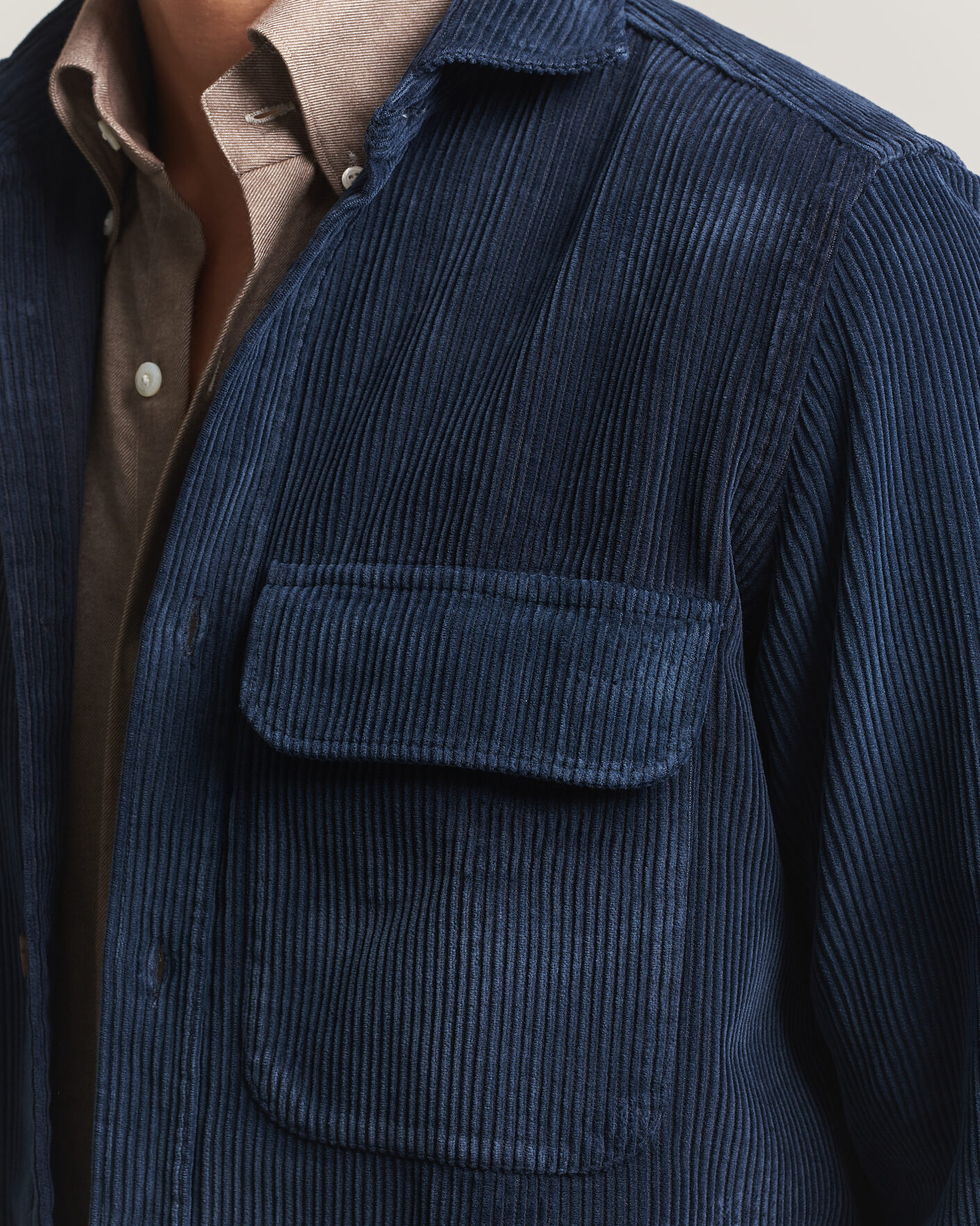 Hombres | Camisas | Finamore Napoli | Garment Dyed Corduroy Overshirt Navy