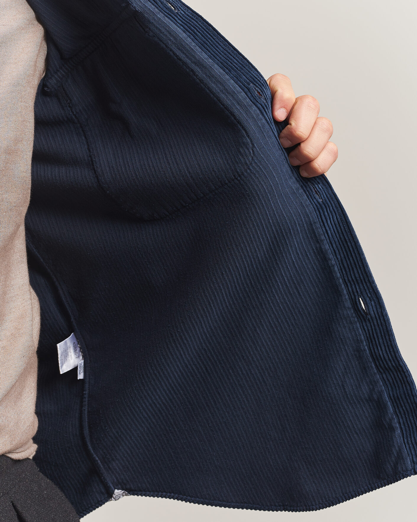 Hombres | Camisas | Finamore Napoli | Garment Dyed Corduroy Overshirt Navy