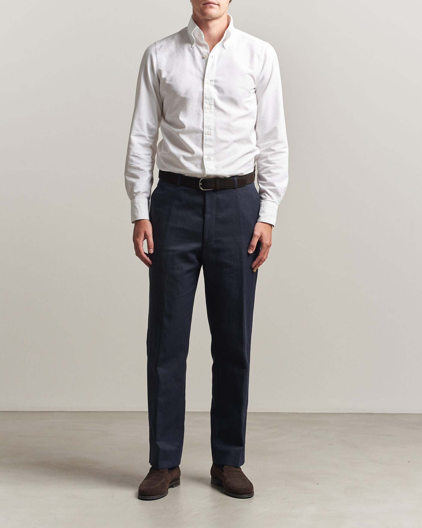 Hombres | Camisas | Finamore Napoli | Gaeta Oxford Button Down Shirt White