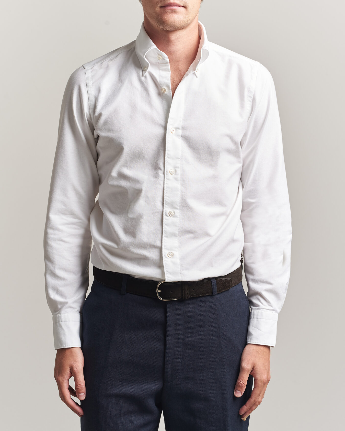 Hombres | Camisas | Finamore Napoli | Gaeta Oxford Button Down Shirt White