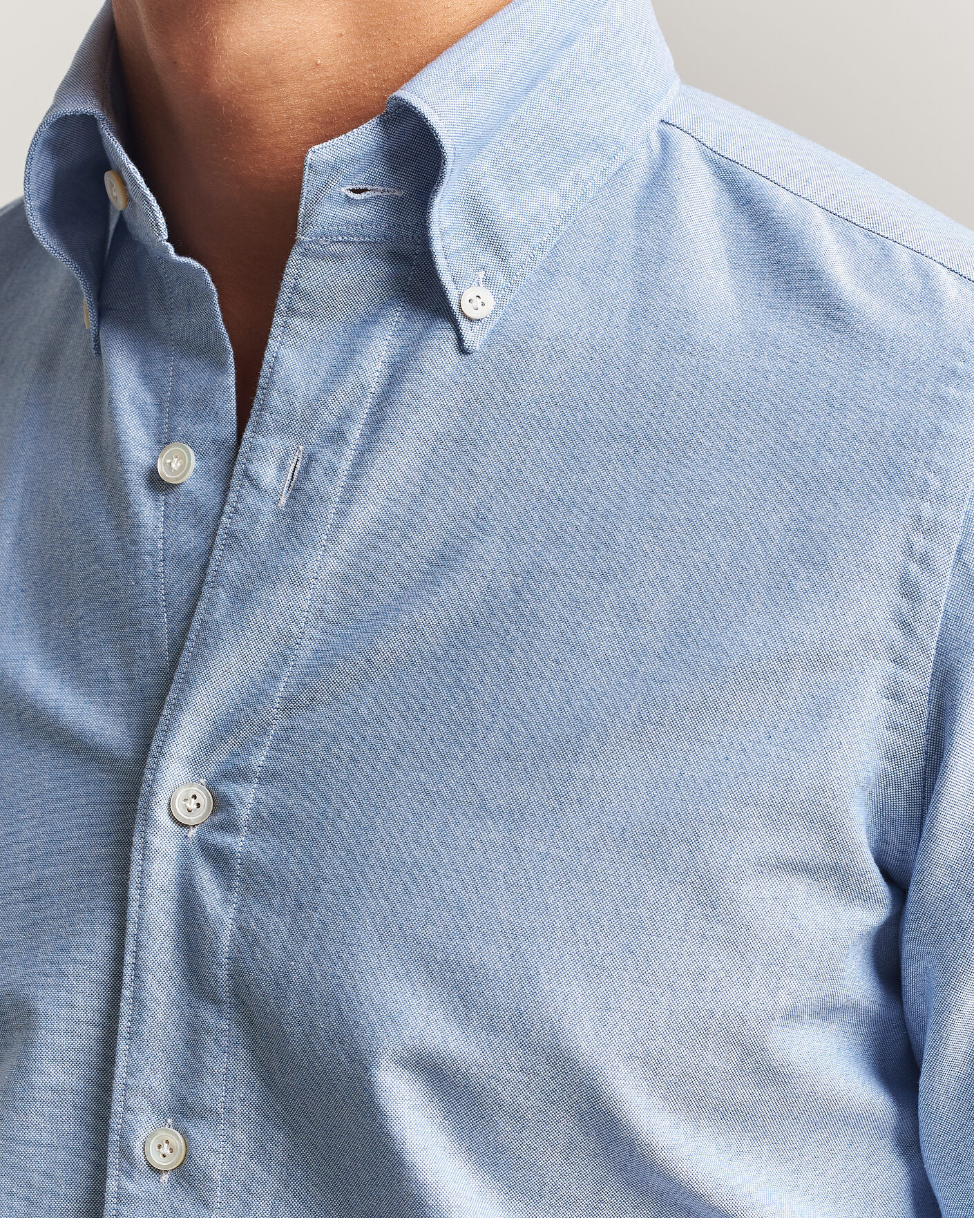 Hombres | Camisas | Finamore Napoli | Gaeta Oxford Button Down Shirt Light Blue