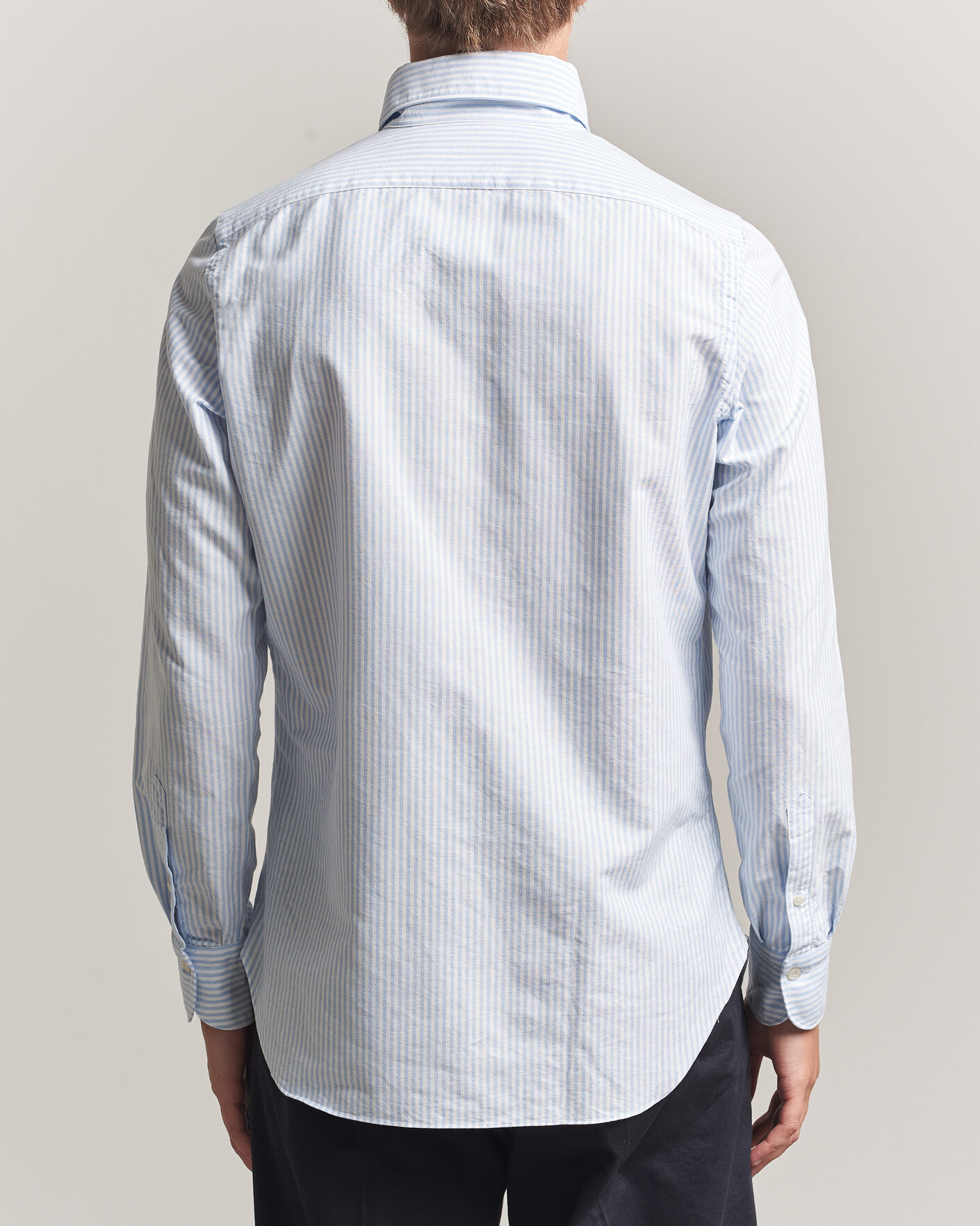 Hombres | Camisas | Finamore Napoli | Gaeta Oxford Button Down Shirt Light Blue Stripe