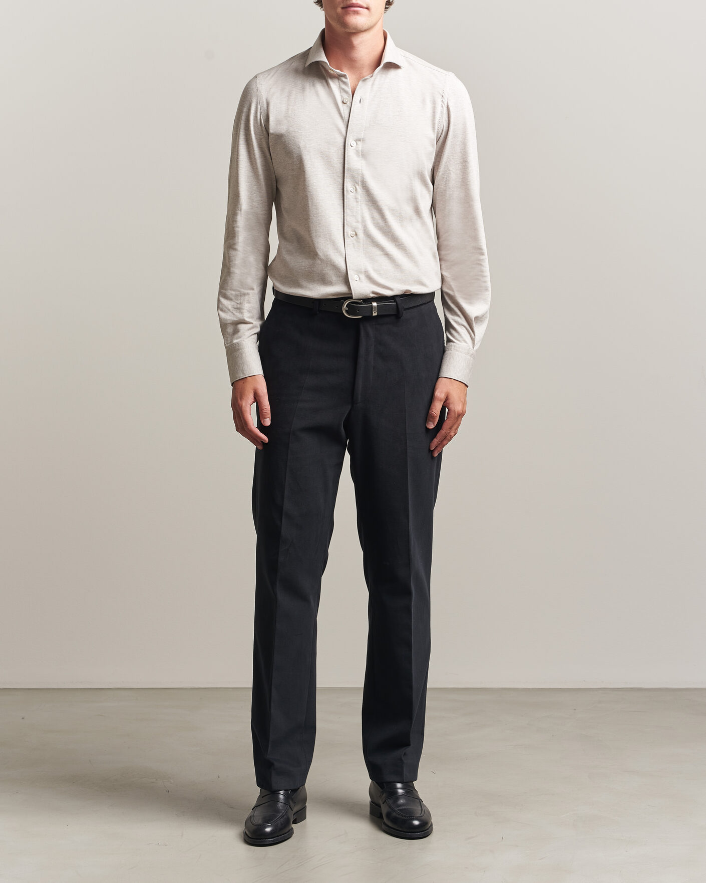 Hombres | Camisas | Finamore Napoli | Cotton/Cashmere Jersey Shirt Beige