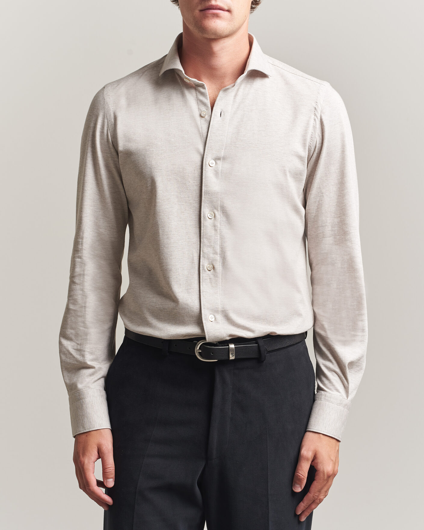 Hombres | Camisas | Finamore Napoli | Cotton/Cashmere Jersey Shirt Beige