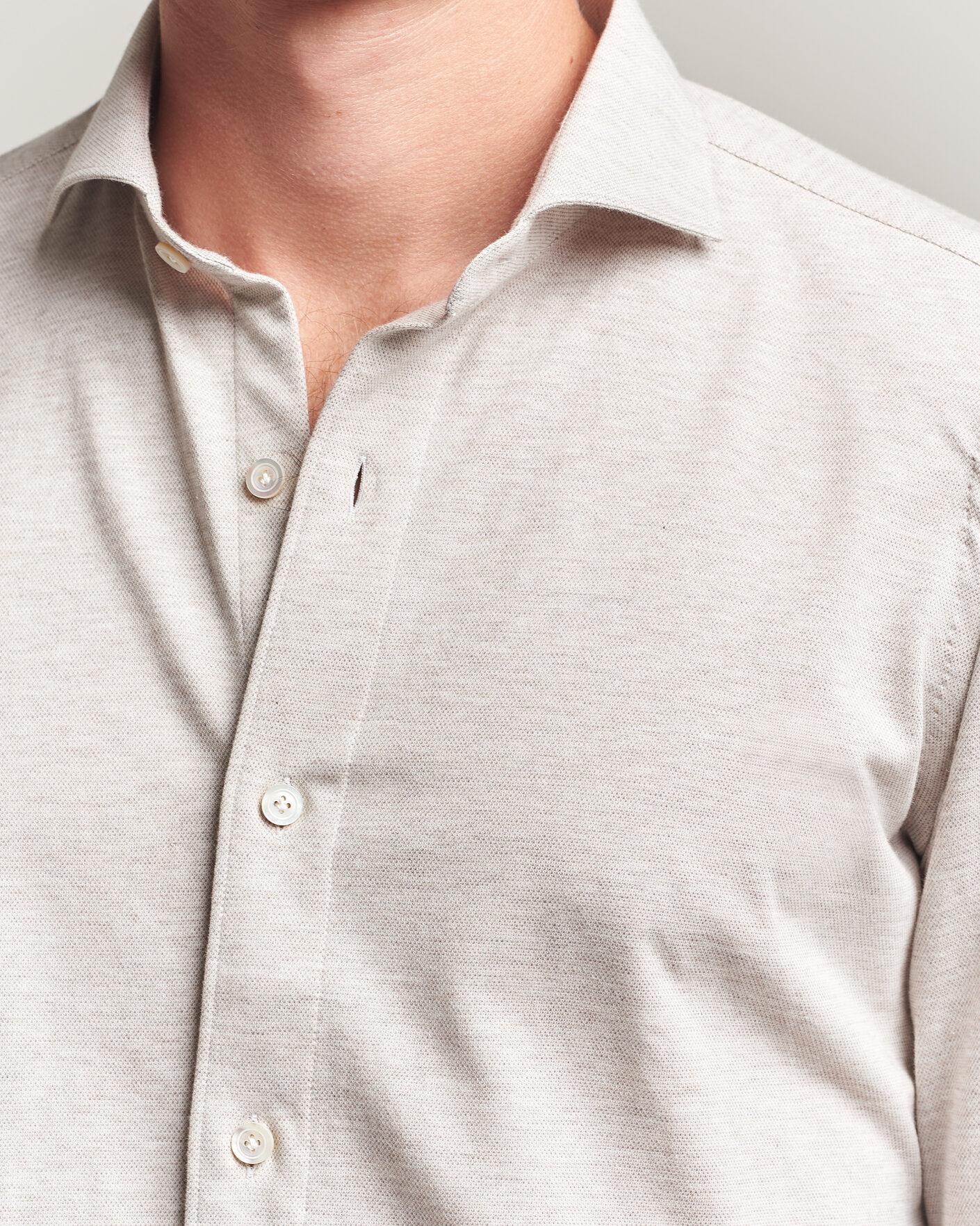 Hombres | Camisas | Finamore Napoli | Cotton/Cashmere Jersey Shirt Beige