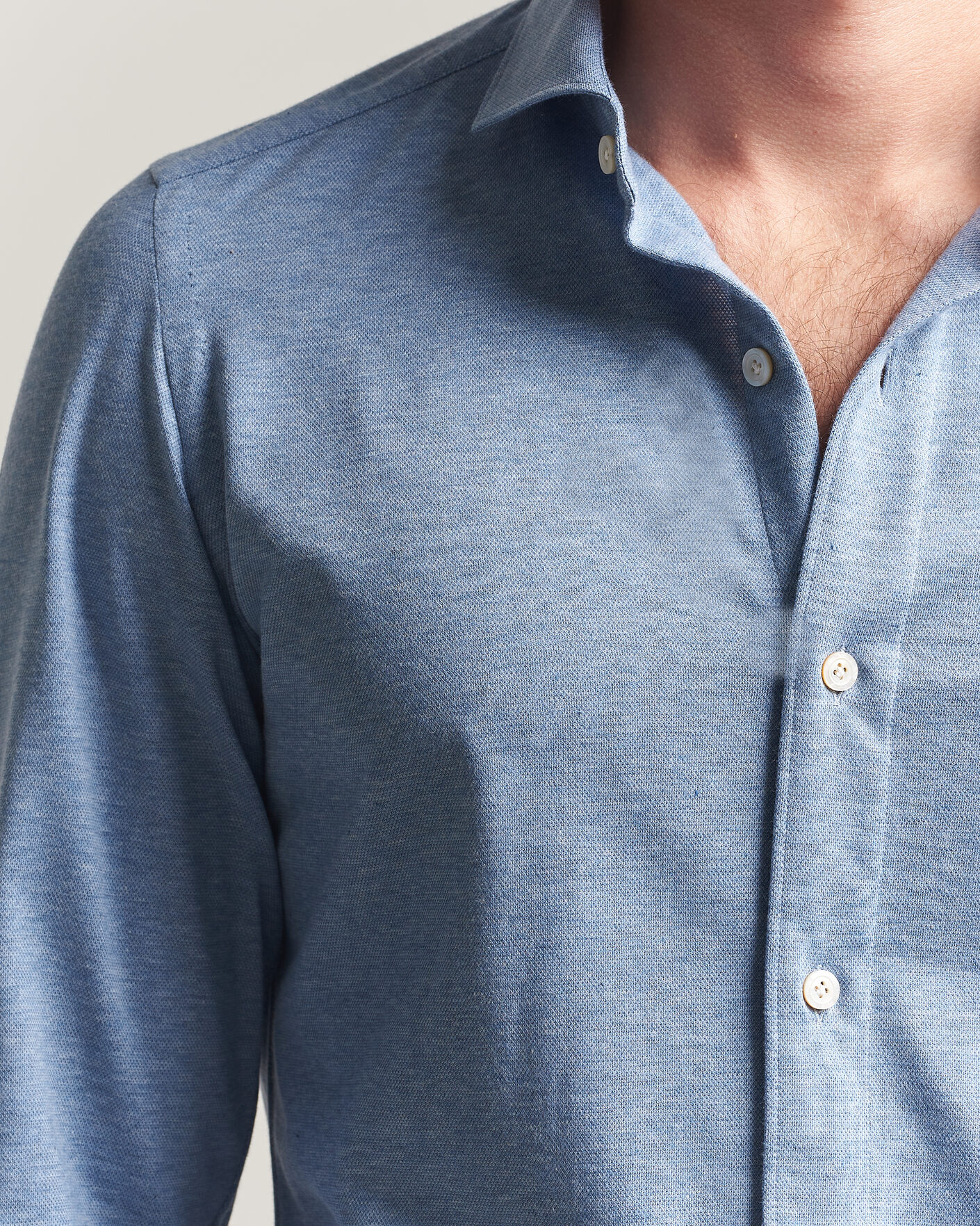 Hombres | Camisas | Finamore Napoli | Cotton/Cashmere Jersey Shirt Light Blue