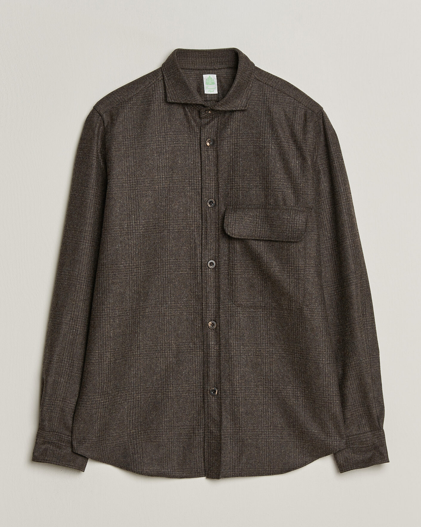 Hombres | Camisas | Finamore Napoli | Wool Houndstooth Overshirt Dark Brown