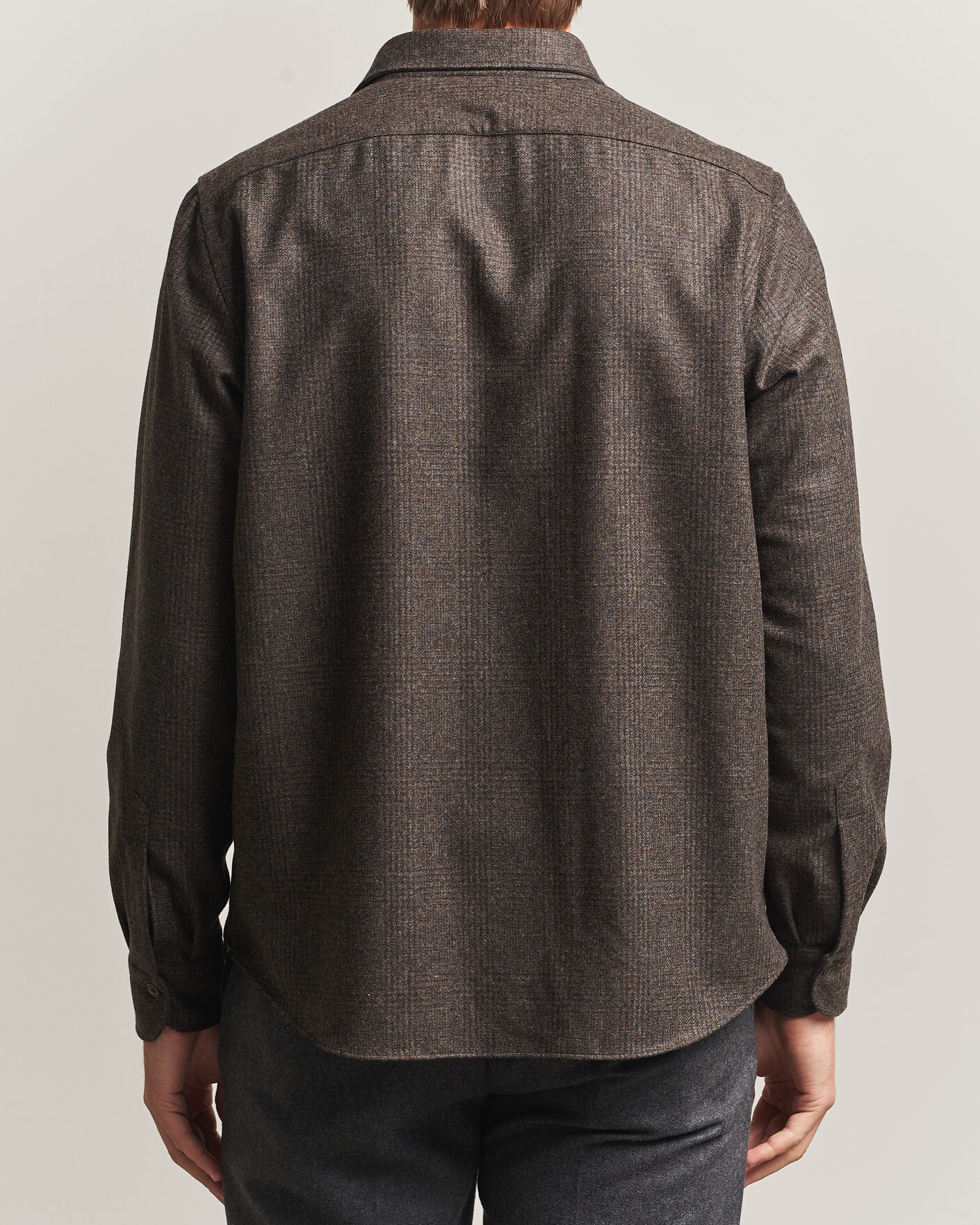Hombres | Camisas | Finamore Napoli | Wool Houndstooth Overshirt Dark Brown