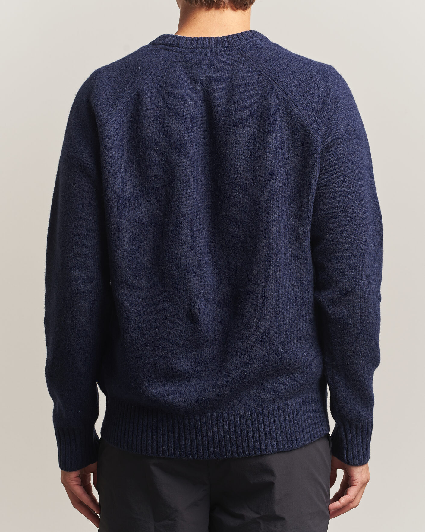 Hombres | Jerséis y prendas de punto | Fjällräven | Logo Knit Wool Sweater Dark Navy