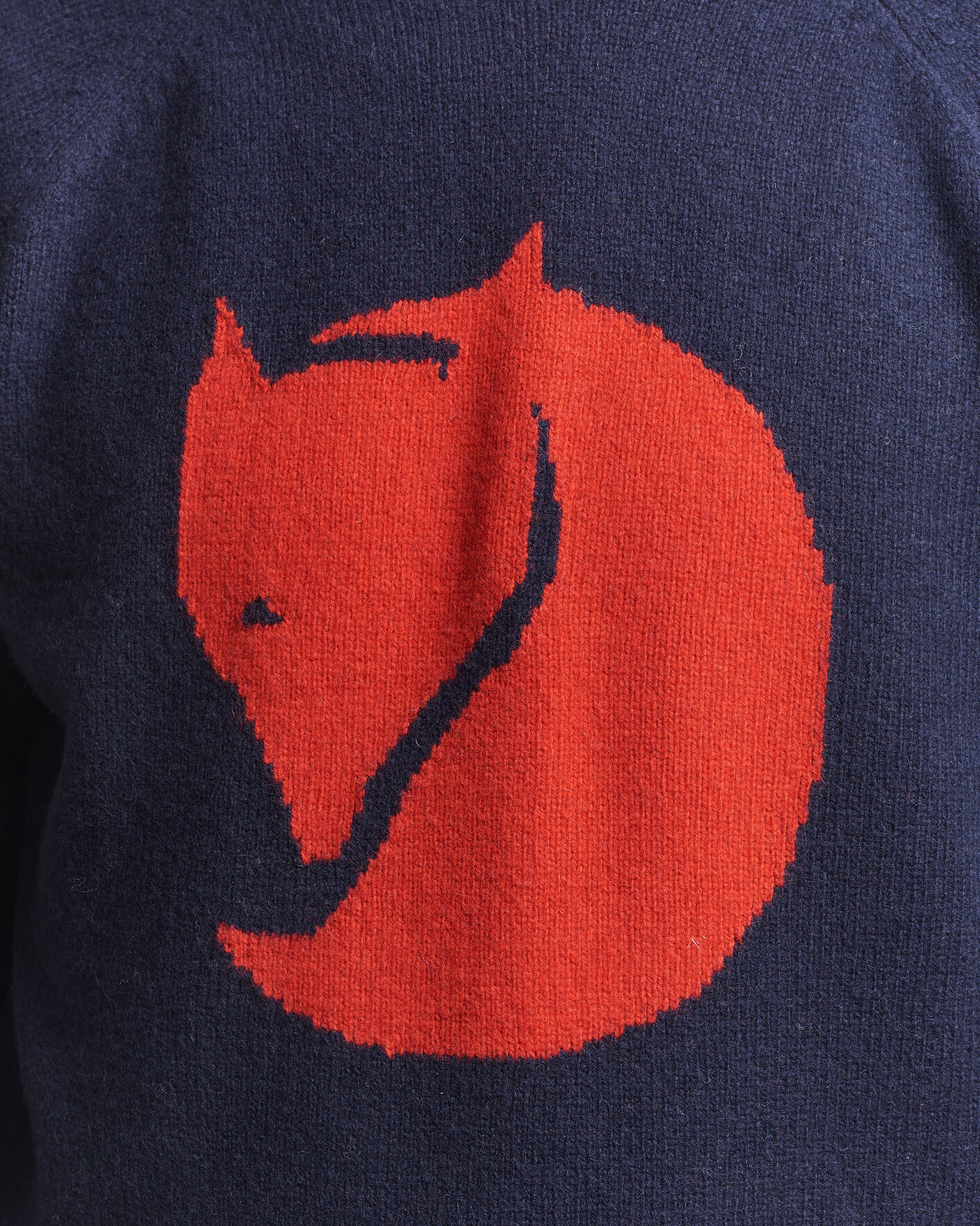 Hombres | Jerséis y prendas de punto | Fjällräven | Logo Knit Wool Sweater Dark Navy