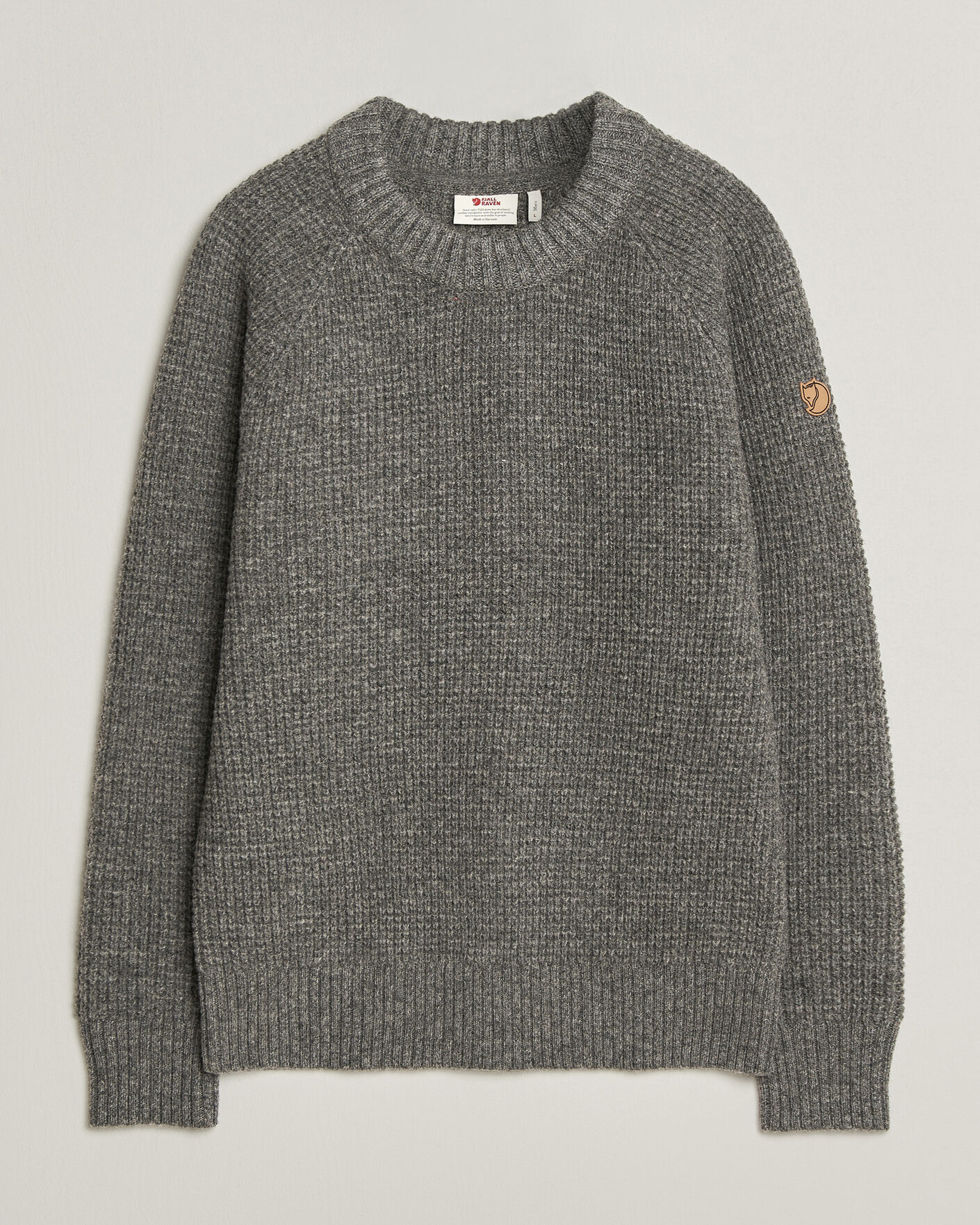Hombres | Jerséis y prendas de punto | Fjällräven | Övik Wool Waffle Knit Grey Melange