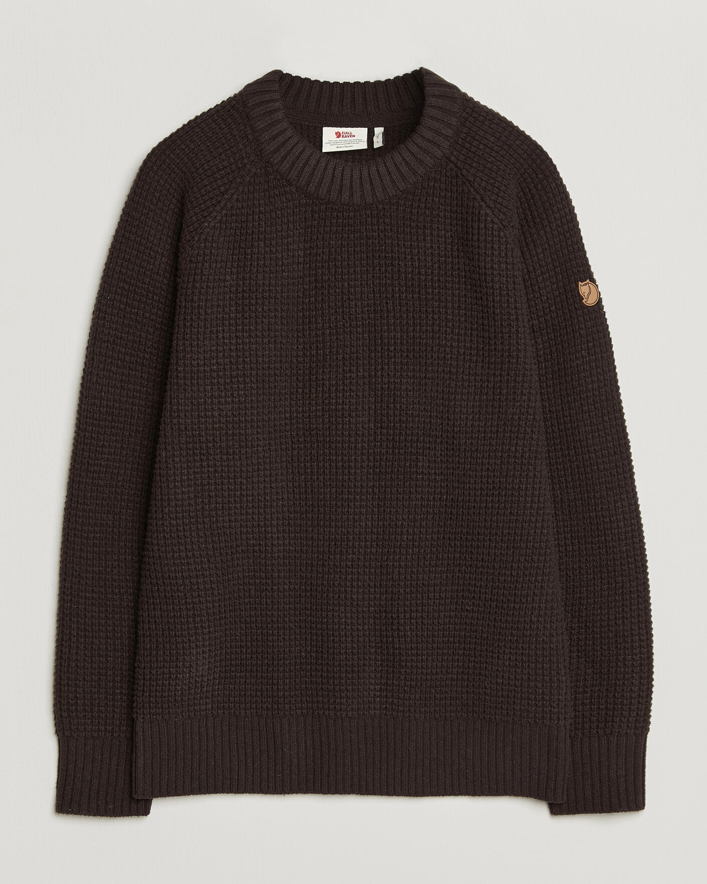 Hombres | Jerséis y prendas de punto | Fjällräven | Övik Wool Waffle Knit Black Oak