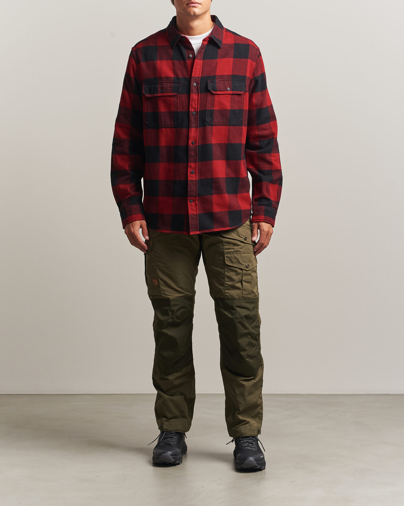 Hombres | Camisas | Fjällräven | Övik Heavy Flannel Shirt Red/Black
